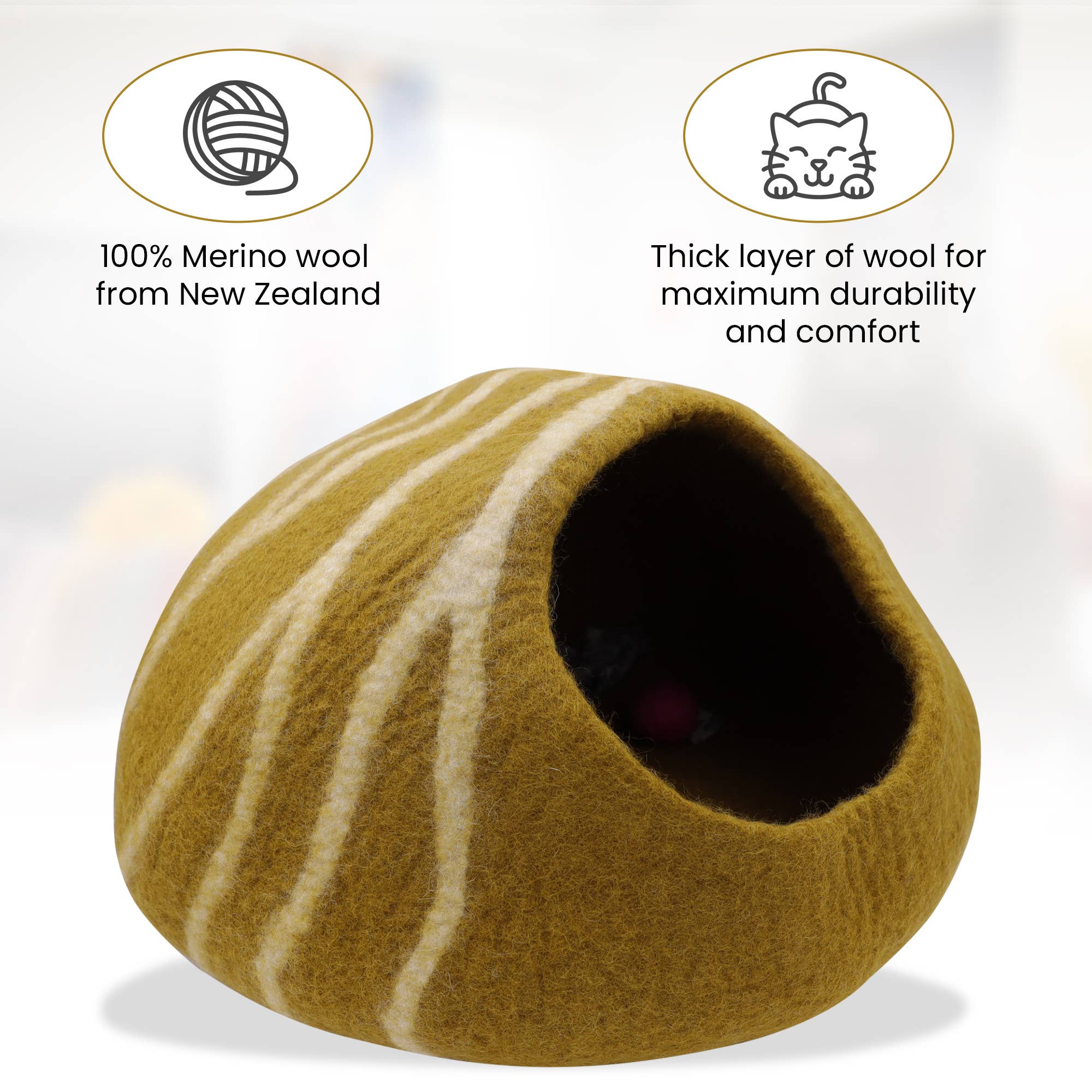 Hand Made Felt Wool Cat Cave / Cat Bed / Warm Cat House