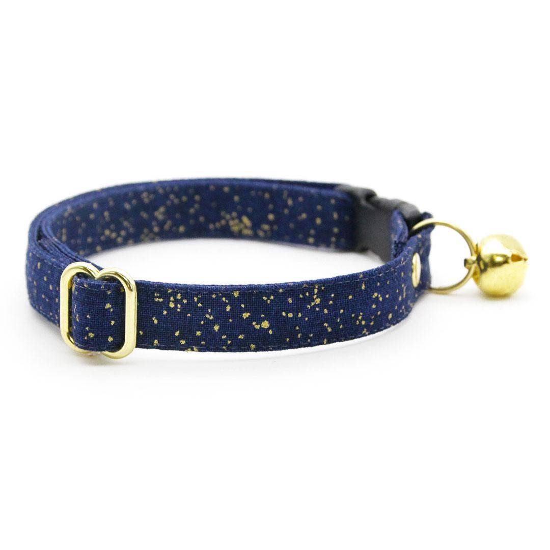 "Starry Night" - Blue & Gold Night Sky Cat Collar