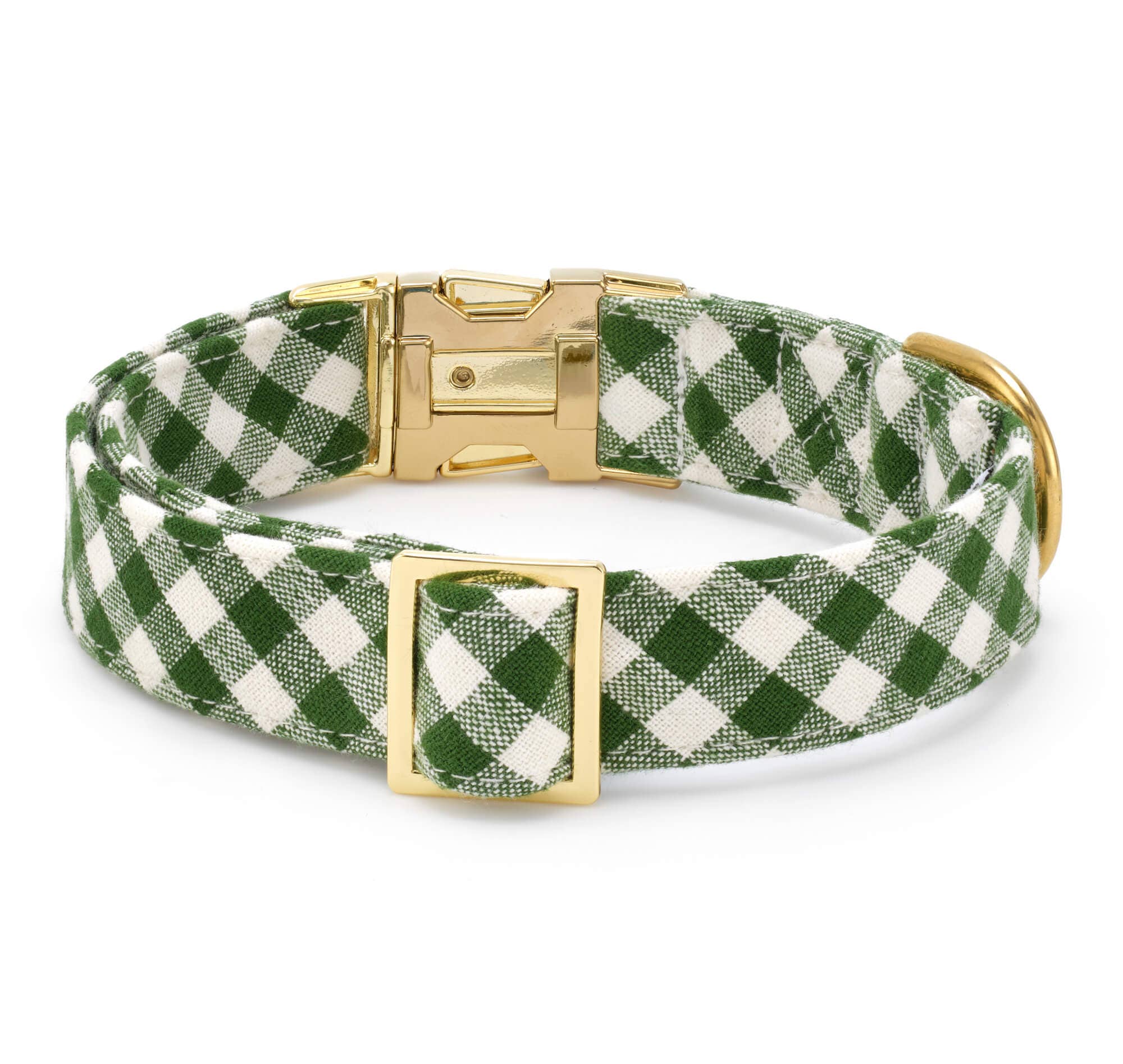 Gingham Hunter Green Dog Collar