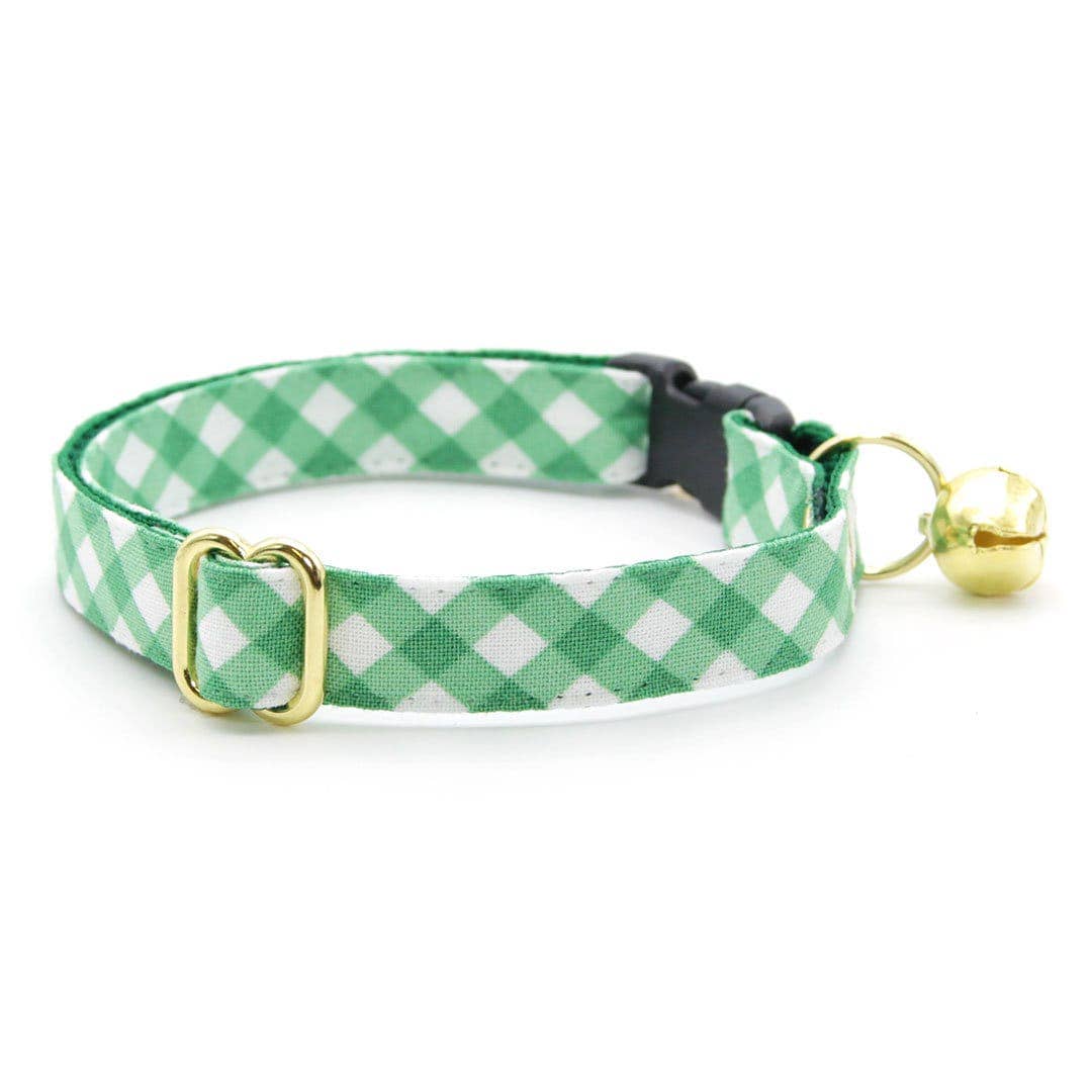 "Derby" - Green Gingham Plaid Cat Collar