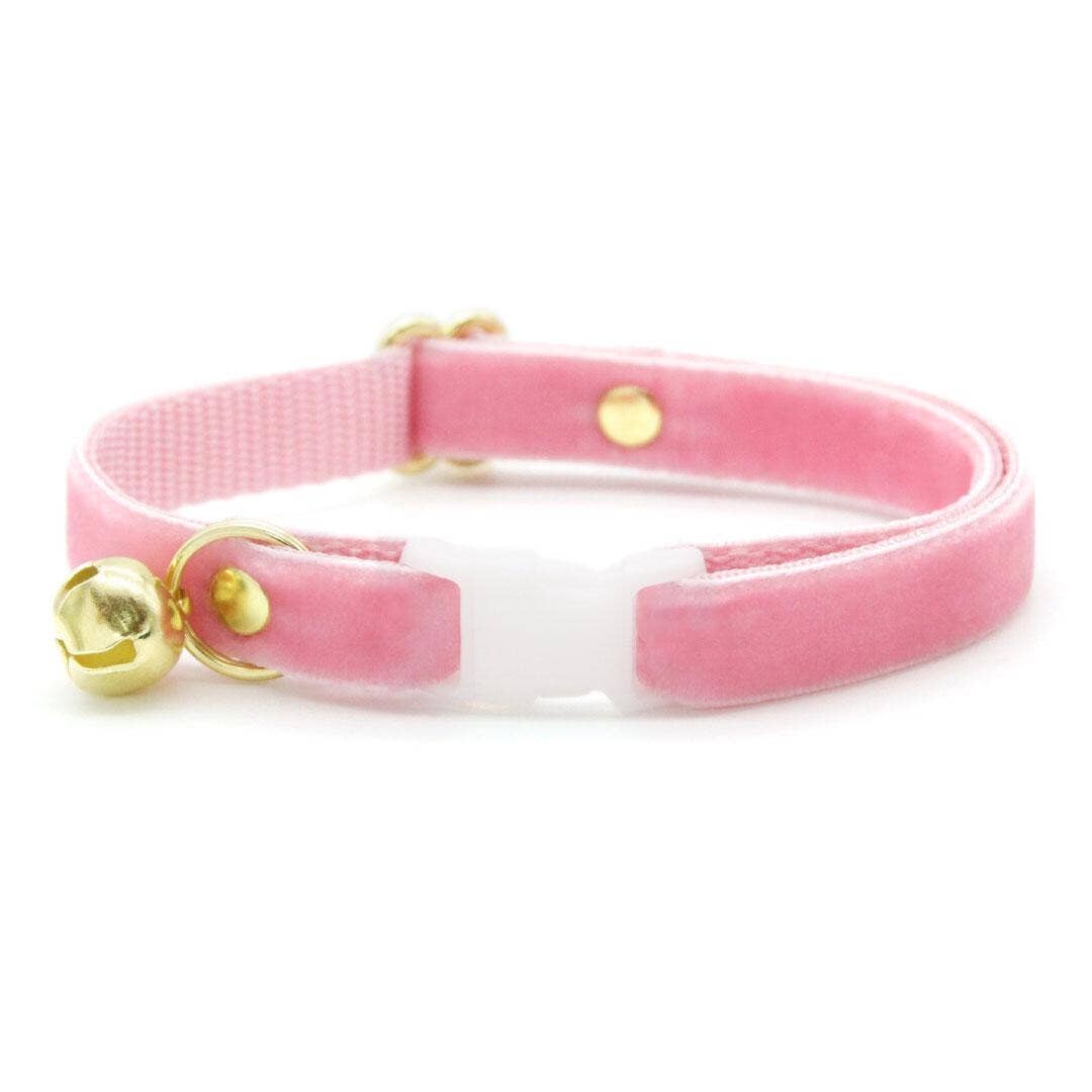 "Velvet - Ballet Pink" -  Cat Collar & Bunny Ear Bow Set