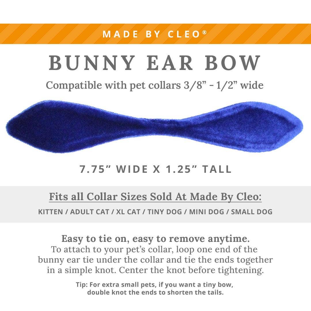 "Velvet - Sapphire Blue" -  Cat Collar & Bunny Ear Bow Set