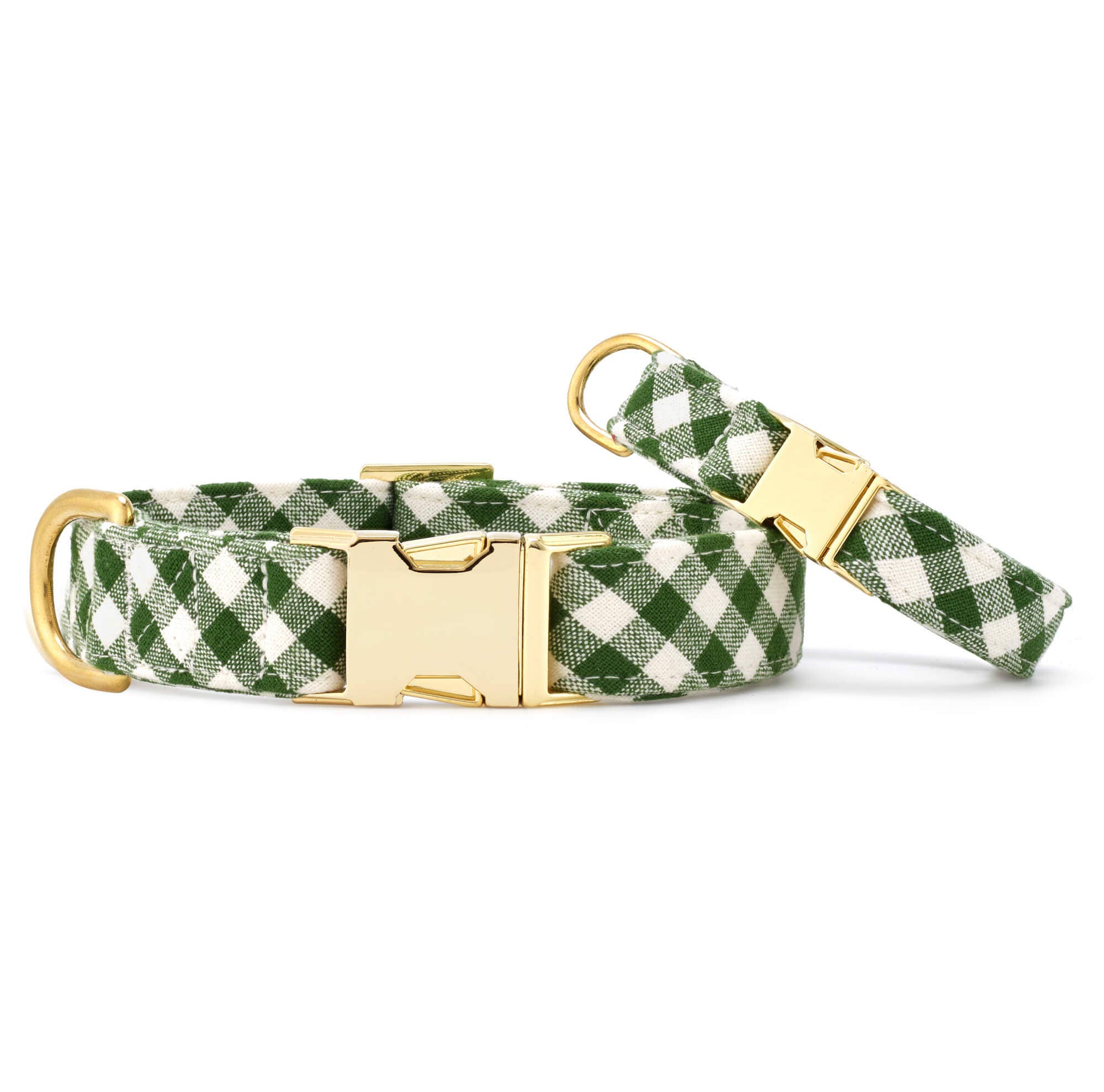 Gingham Hunter Green Dog Collar