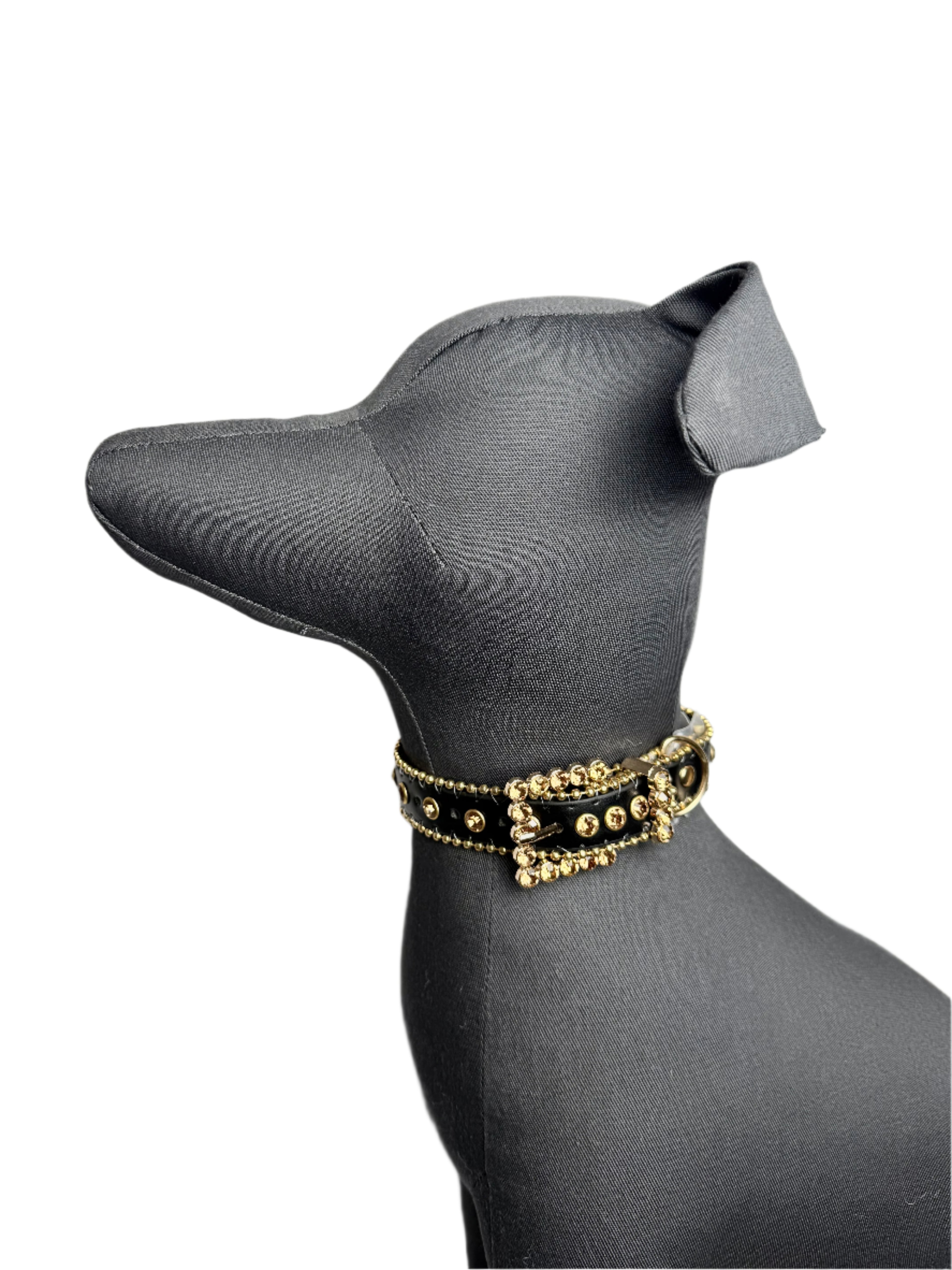 Jeweled Collar Black w/Gold Trim