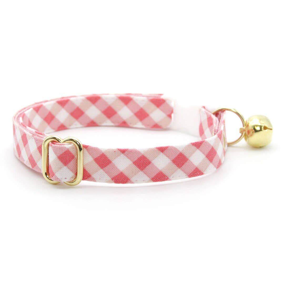 "Coquette" - Pink Gingham Plaid Cat Collar