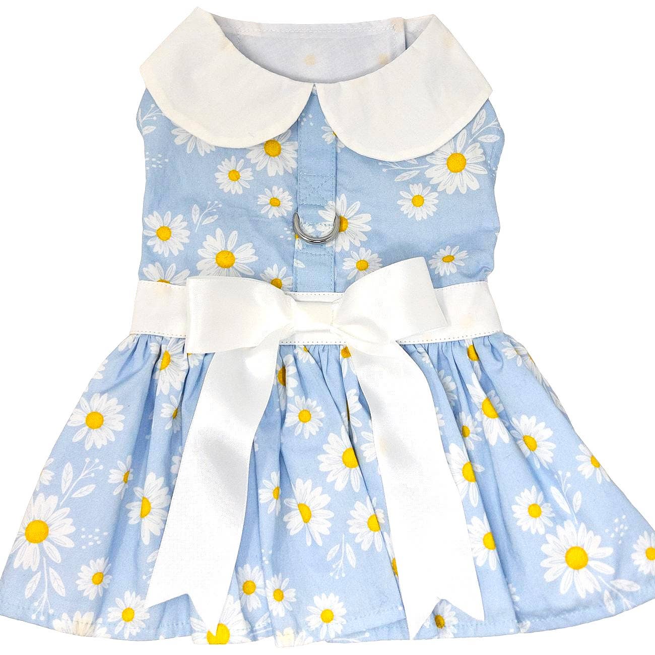 Blue Daisy Dog Dress w/ Matching Leash
