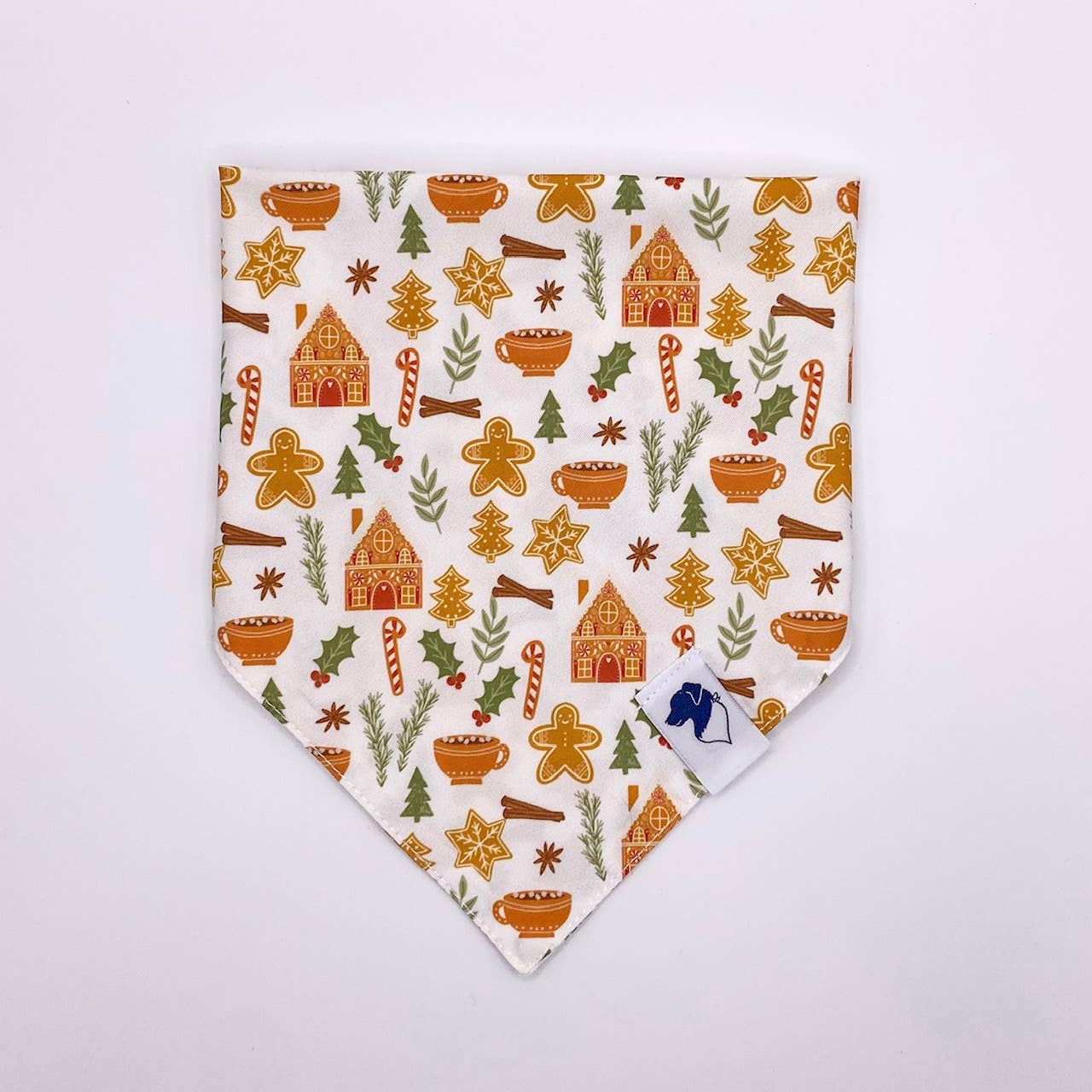 Gingerbread Holiday Tie On Dog Bandana