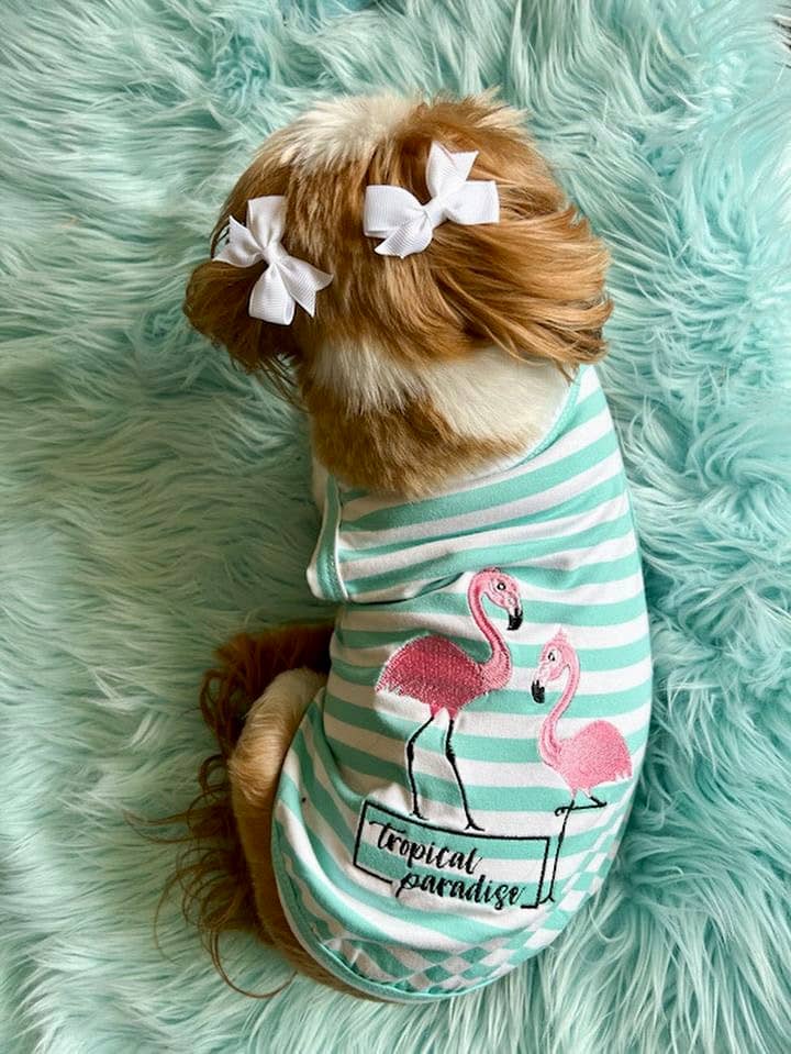 Flamingos Dog T-Shirt – Adorable Tropical Pet Shirt