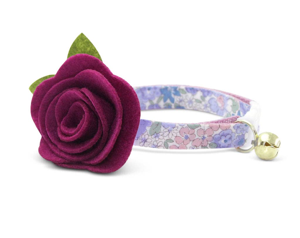 "Willow" - Light Pink, Purple & Blue Flower Cat Collar