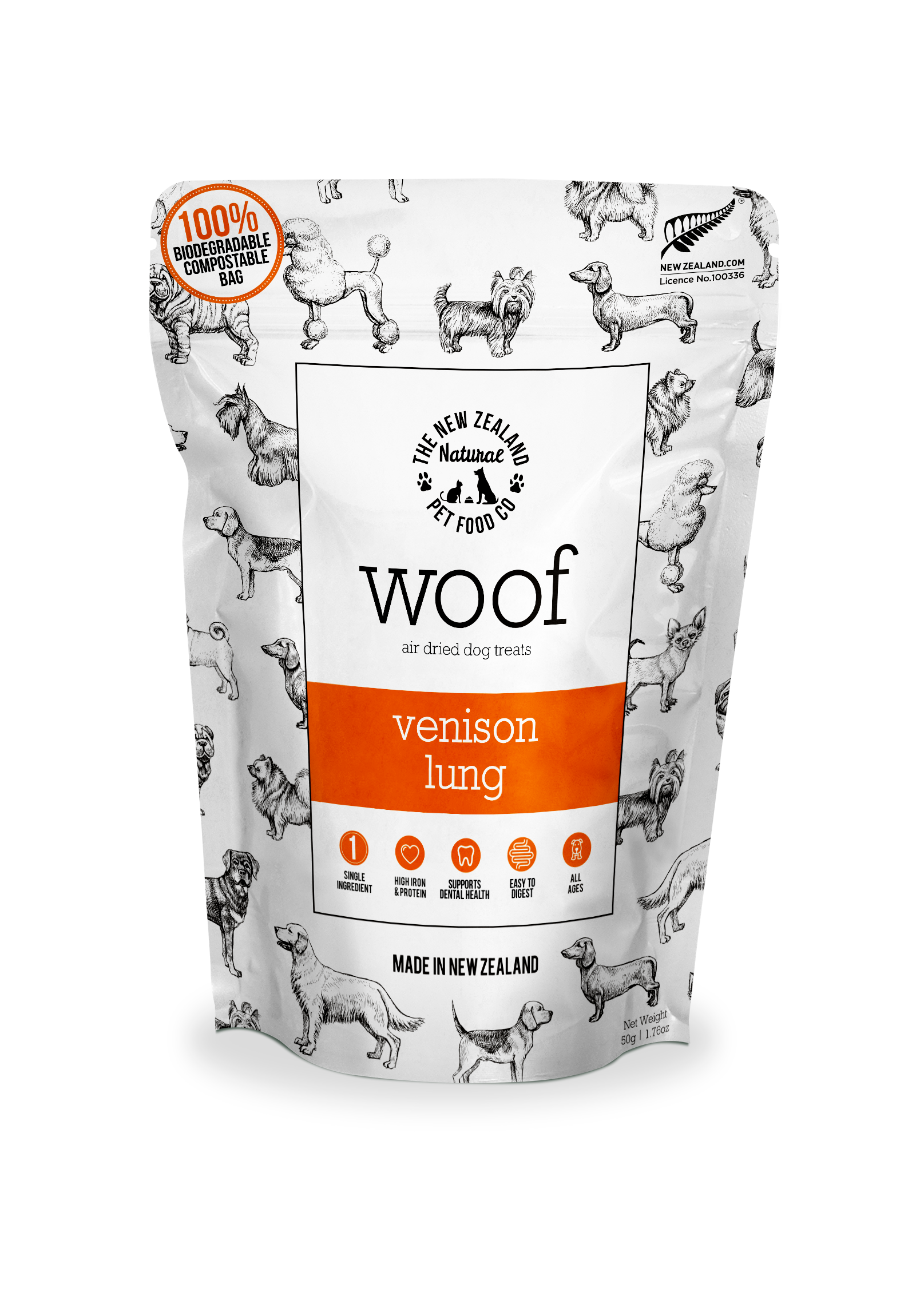 Woof Venison Lung Treats 1.76oz