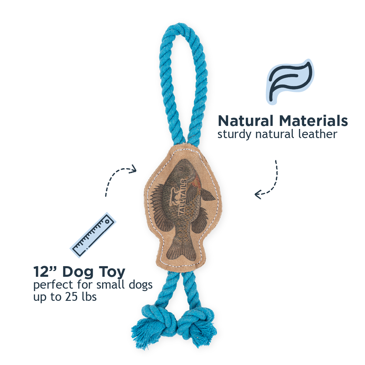 Natural Leather Fish Tug Dog Toy