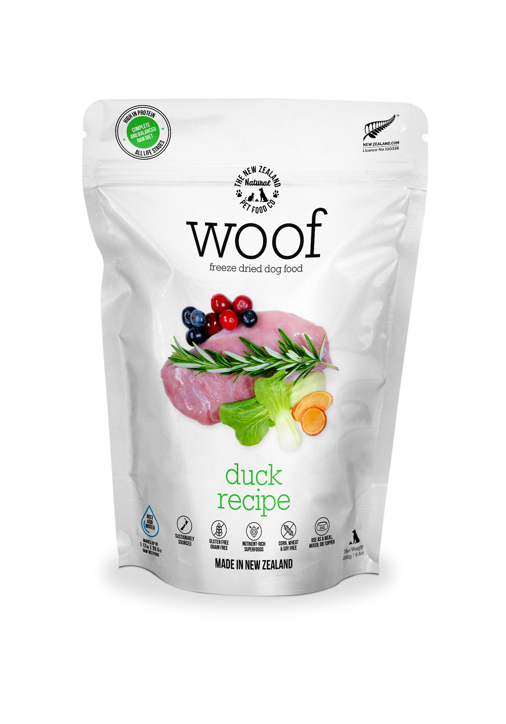 Woof Duck Freeze Dried Dog Food 9.9oz
