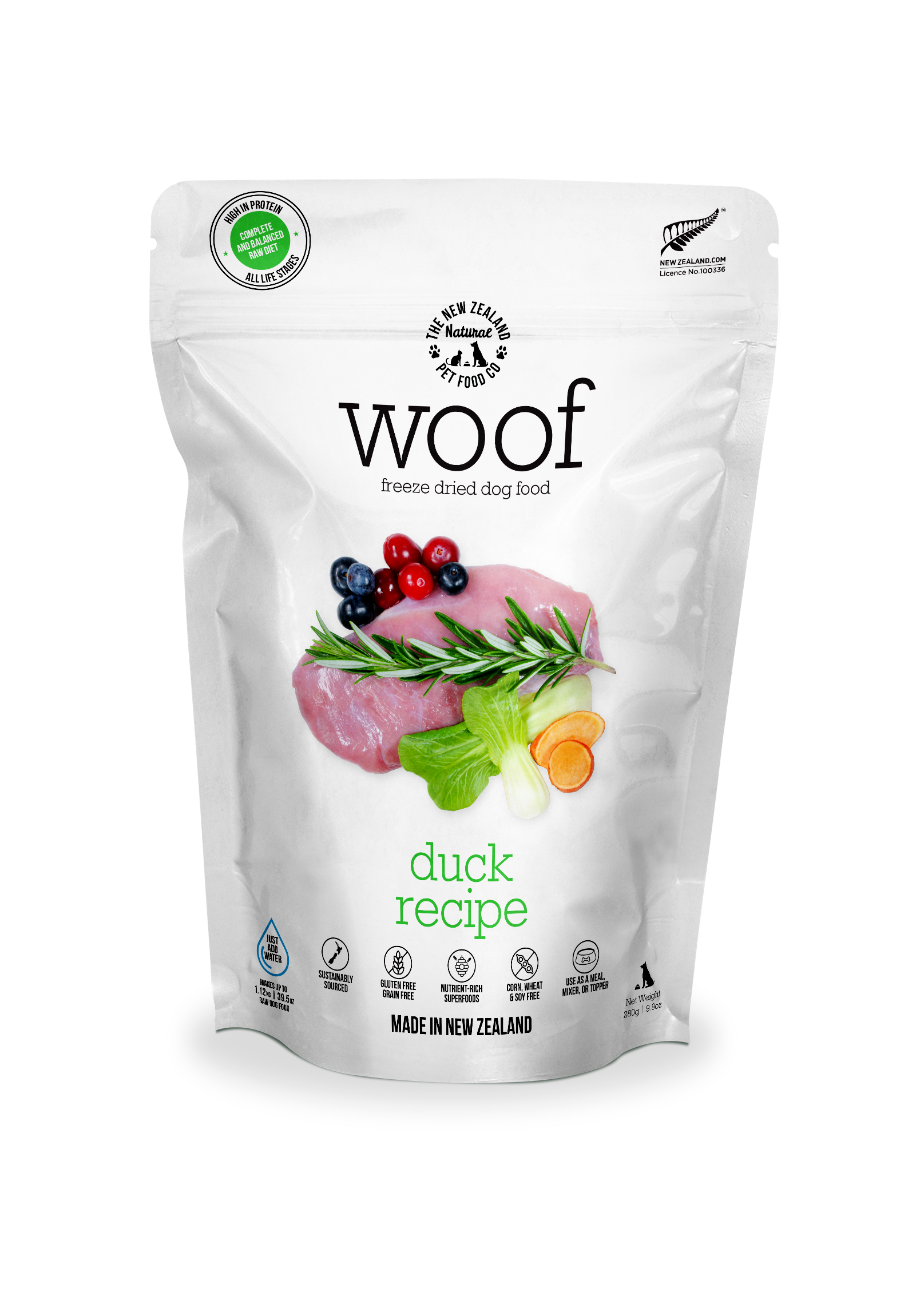 Woof Duck Freeze Dried Dog Food 9.9oz