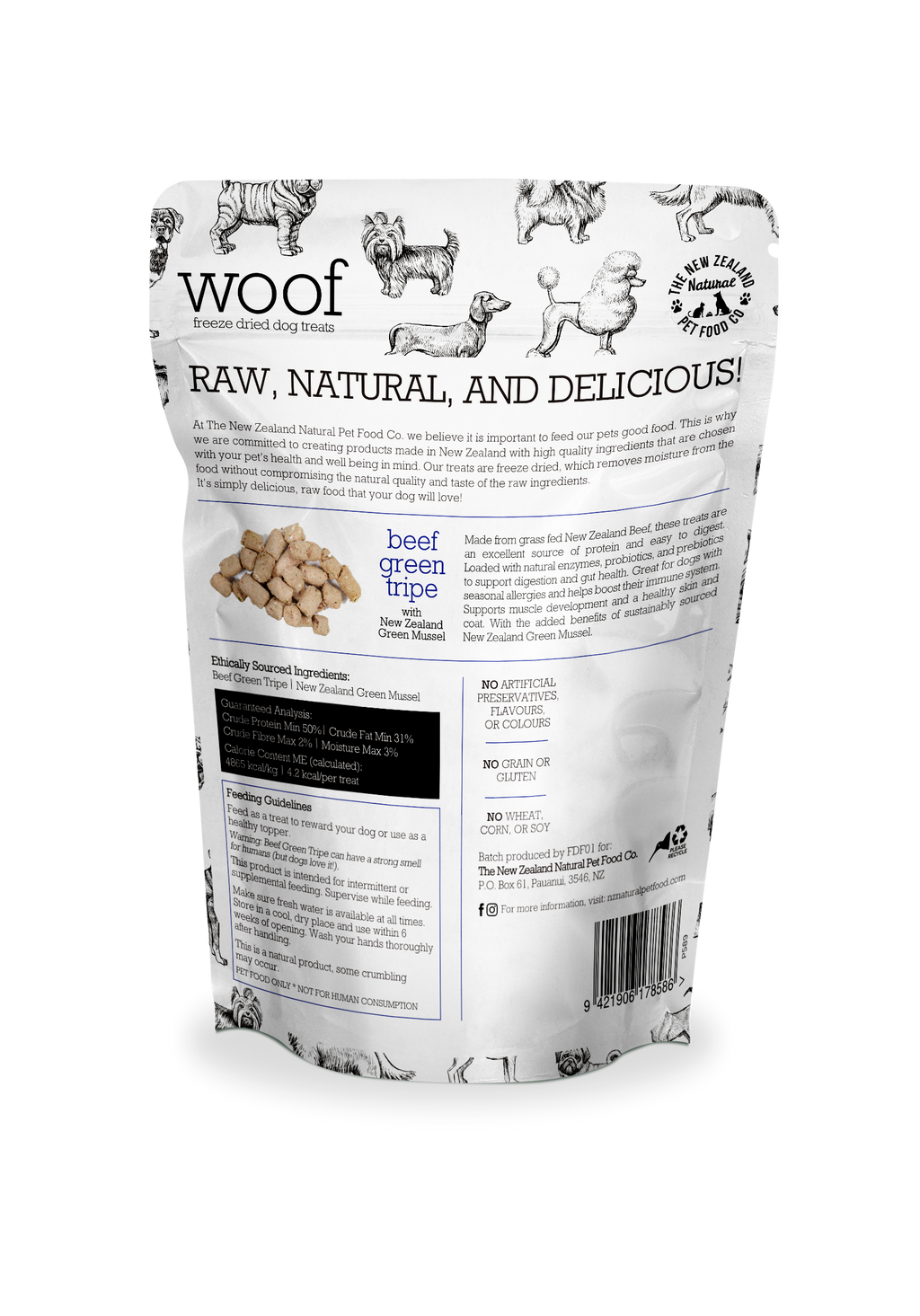 Woof Beef Green Tripe Treats 1.4oz