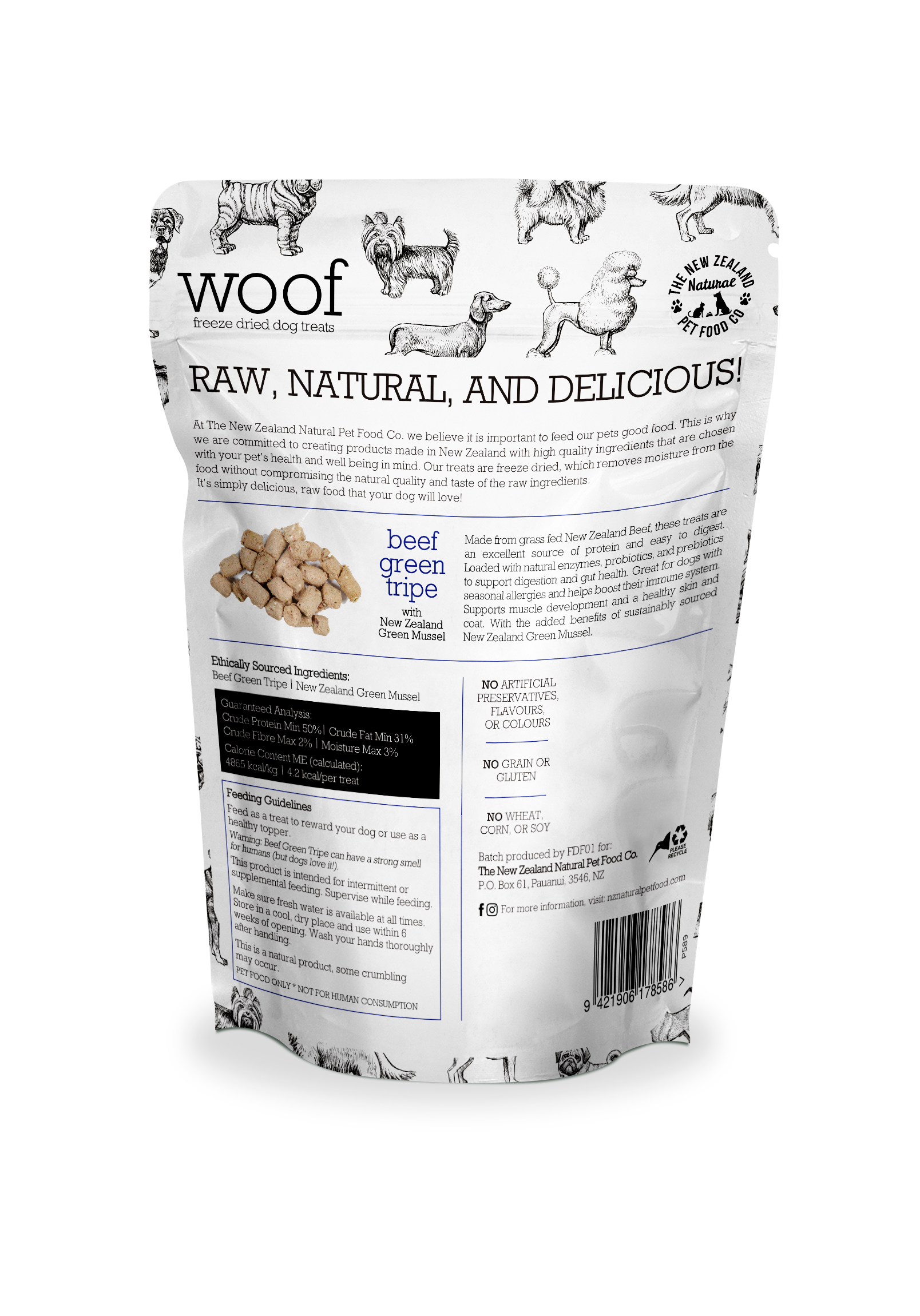 Woof Beef Green Tripe Treats 1.4oz