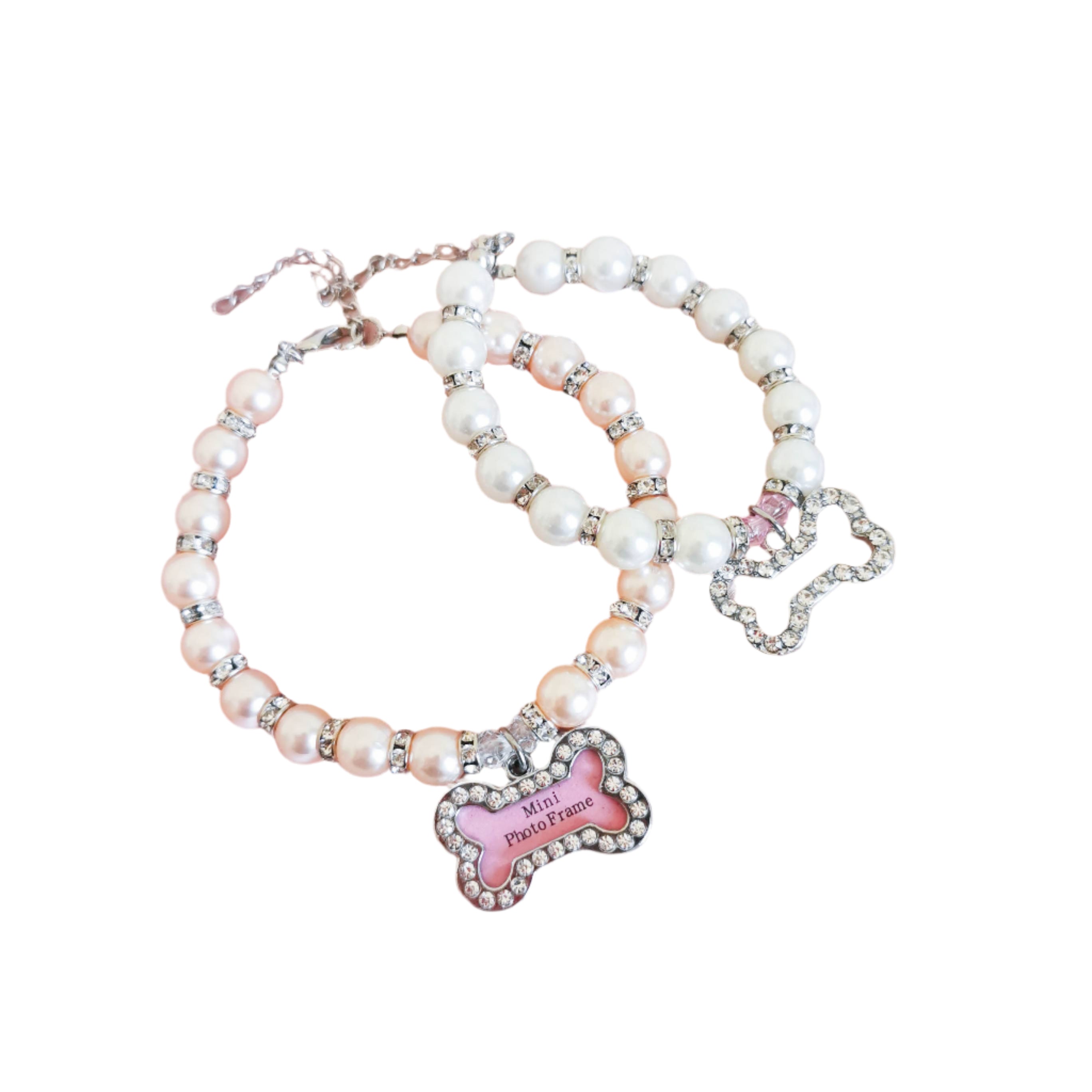 Elegant Pearl and Rhinestone Pet Necklace & Collar