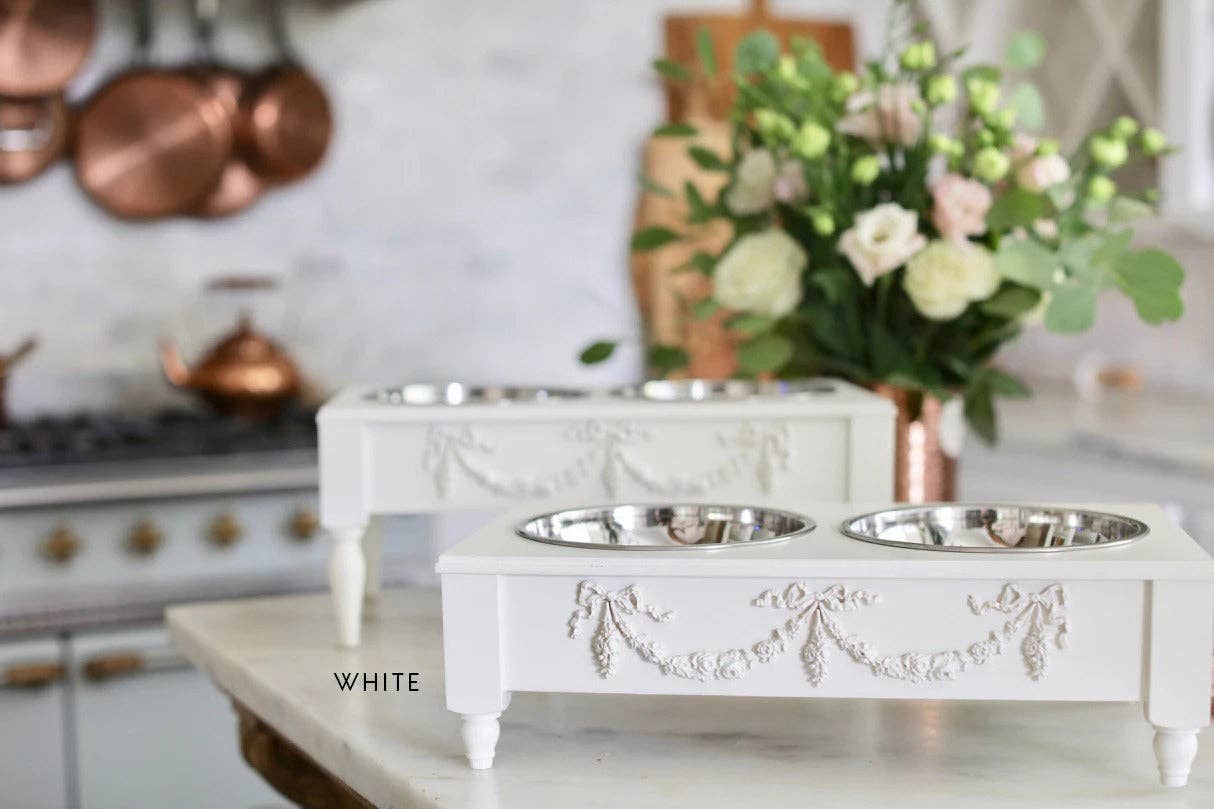 Rose Swag Elevated Pet Feeder