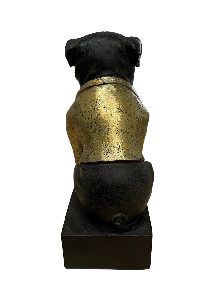 Black Bulldog in Gold Suit Statue