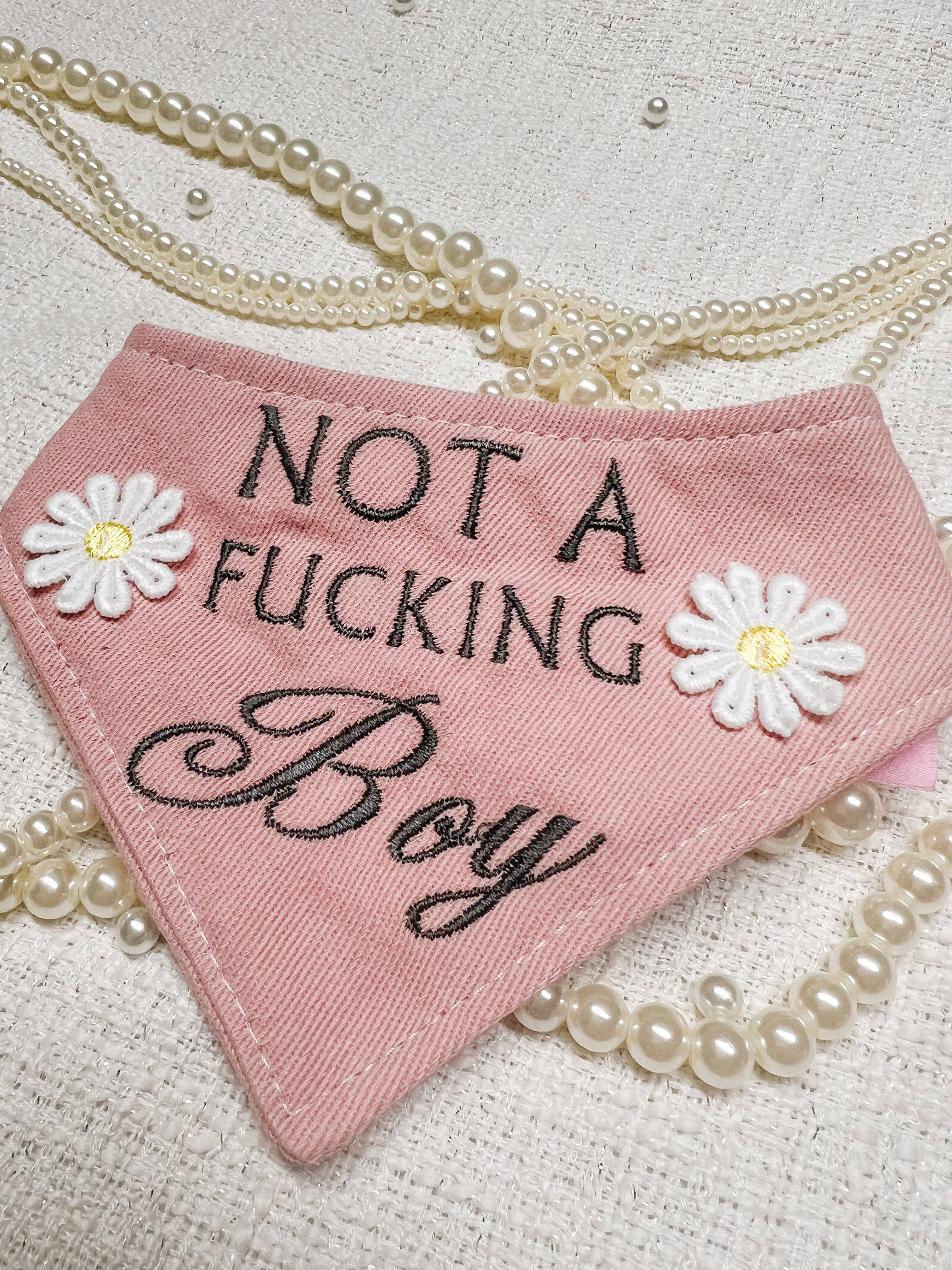 I’m Not A Boy Snap-On Reversible Dog Bandana, Curved Neck