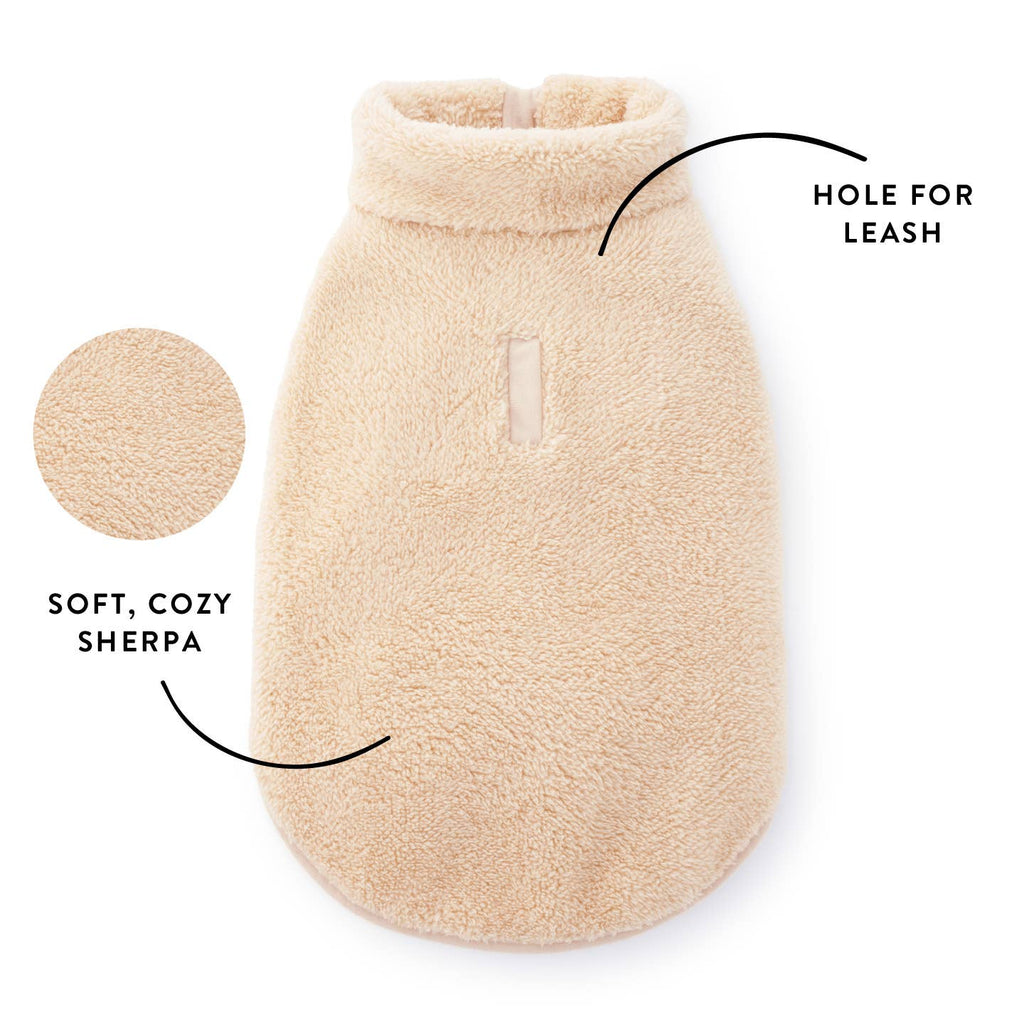 Wheat Quarter-Zip Sherpa Dog Jacket