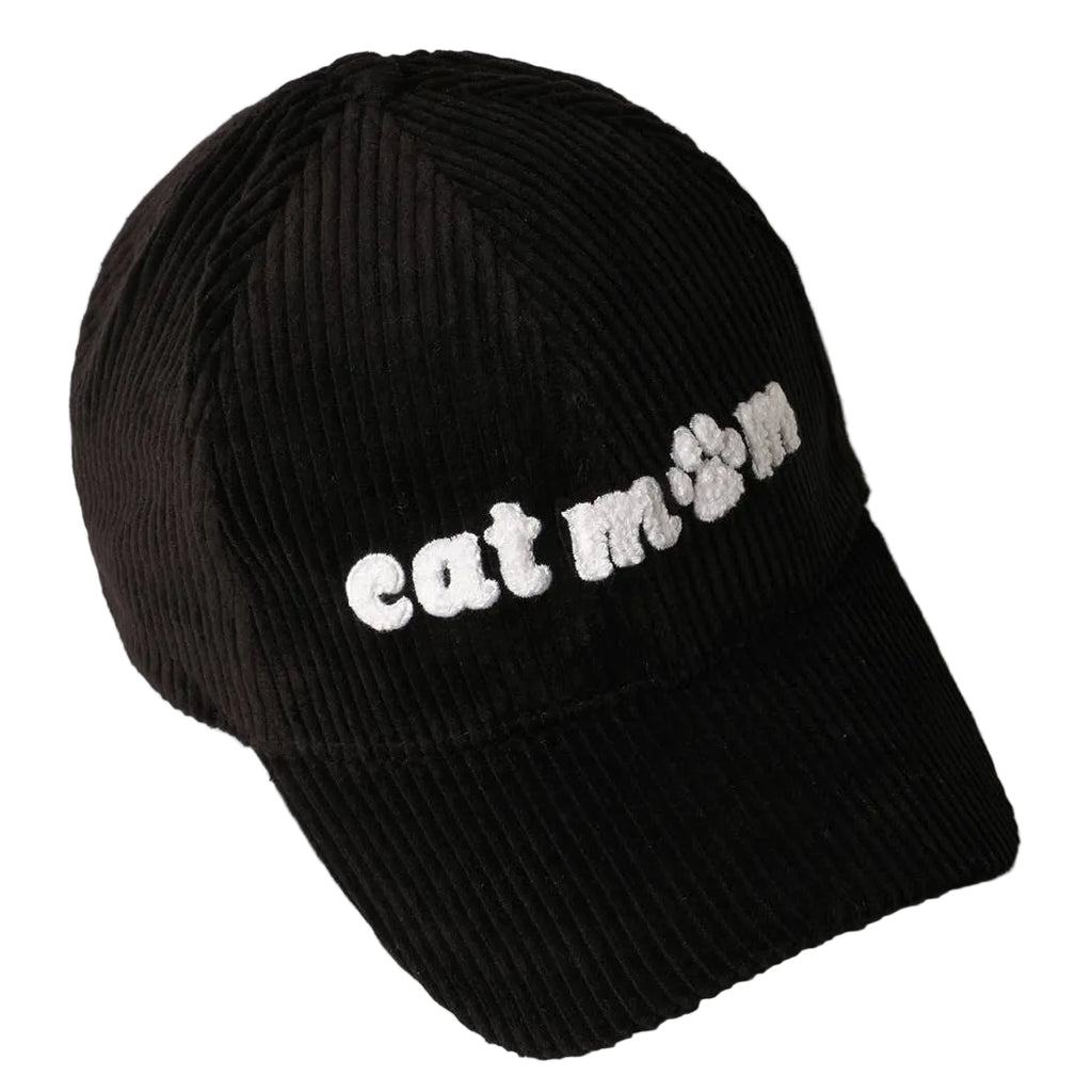 Cat Mom Chenille Patch Corduroy Baseball Cap