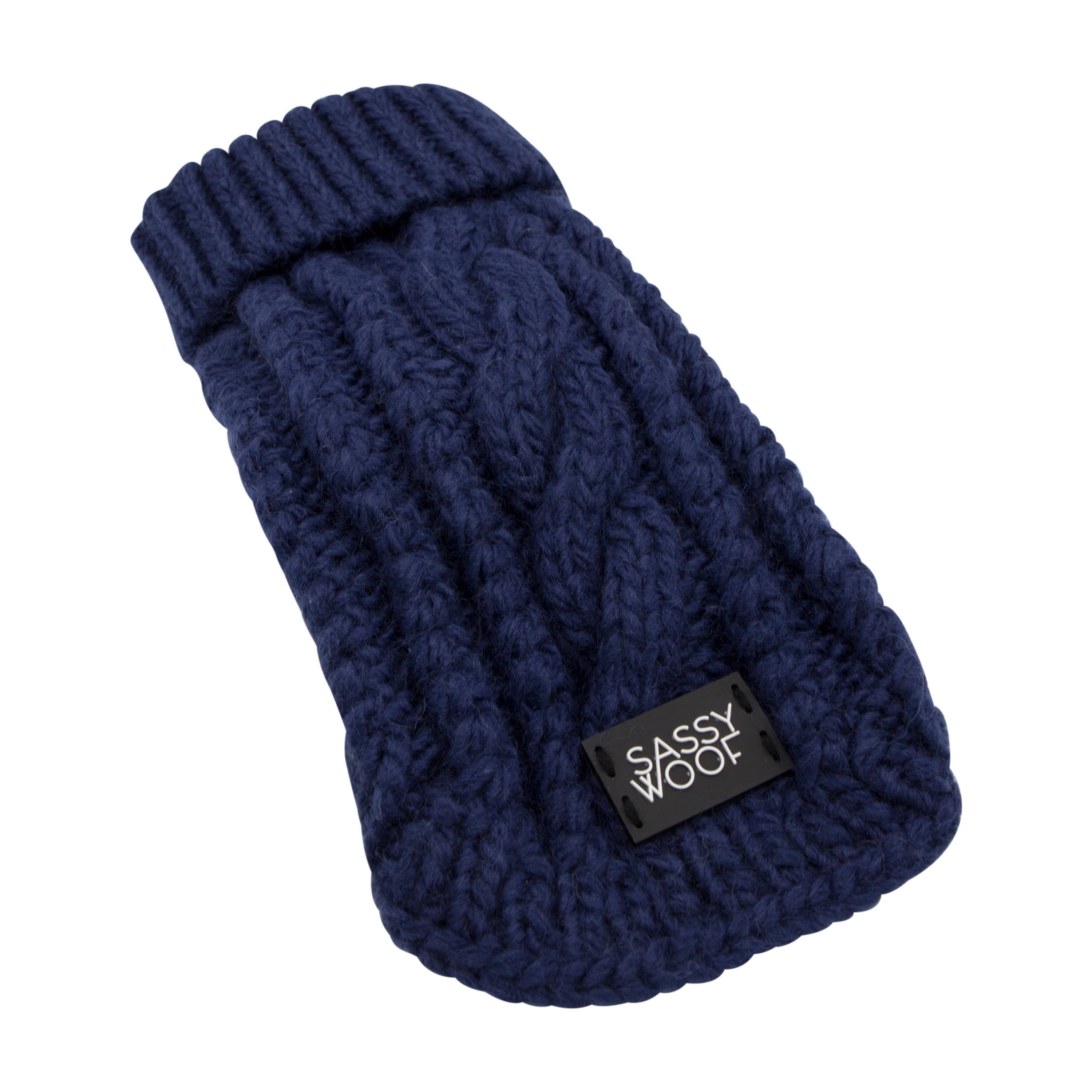 Dog Cable Knit Sweater - Navy