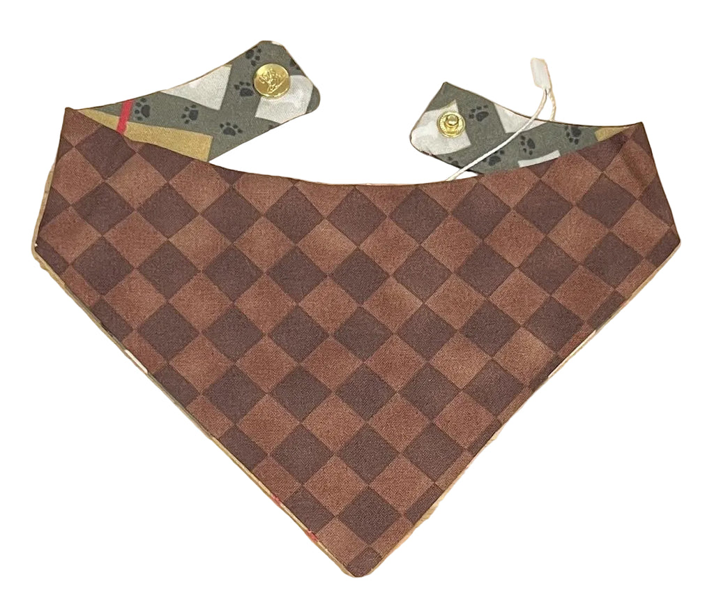 Plaid Snap-On Reversible Dog Bandana, Curved Neck