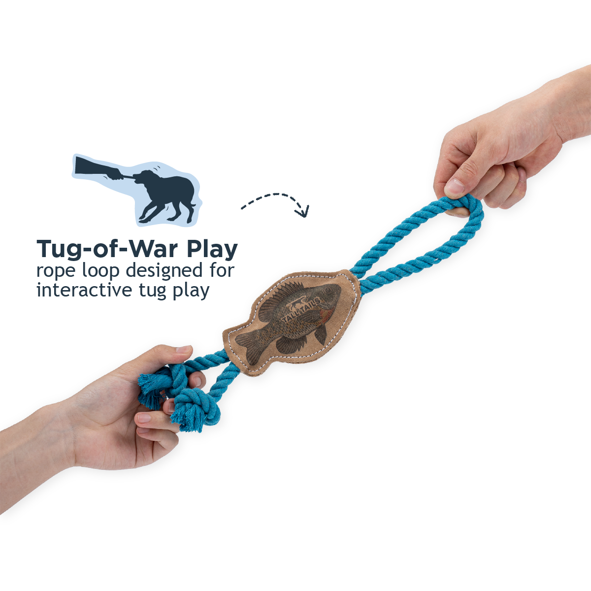 Natural Leather Fish Tug Dog Toy