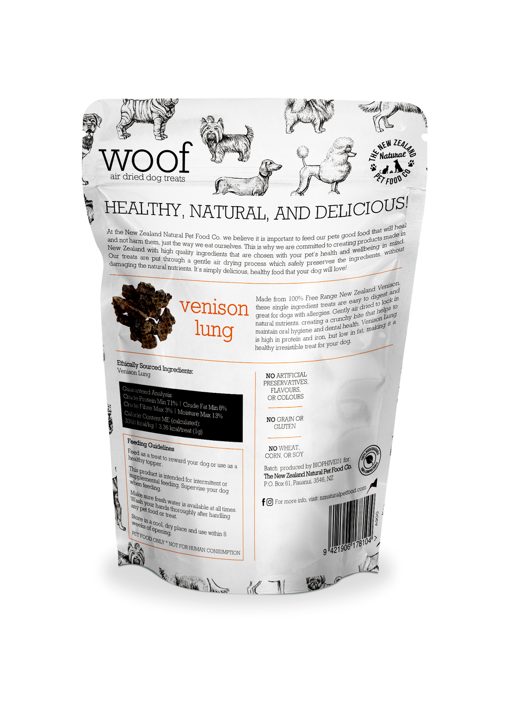 Woof Venison Lung Treats 1.76oz