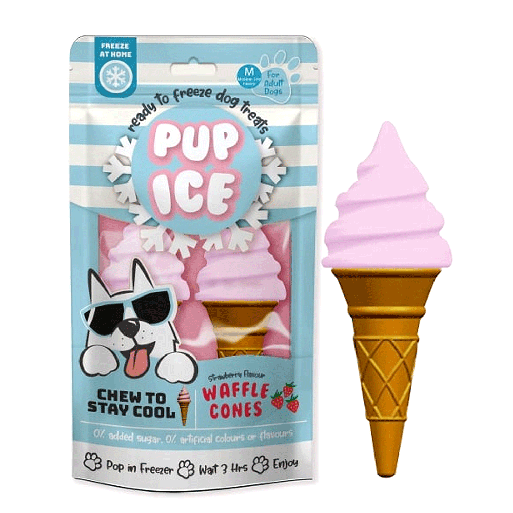 Pup Ice Waffle Cone, Strawberry