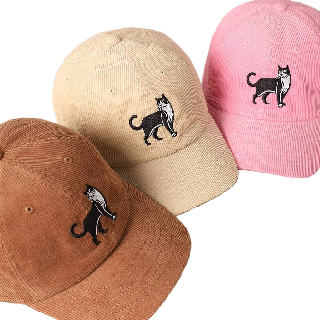 Tuxedo Cat Embroidery Corduroy Baseball Cap