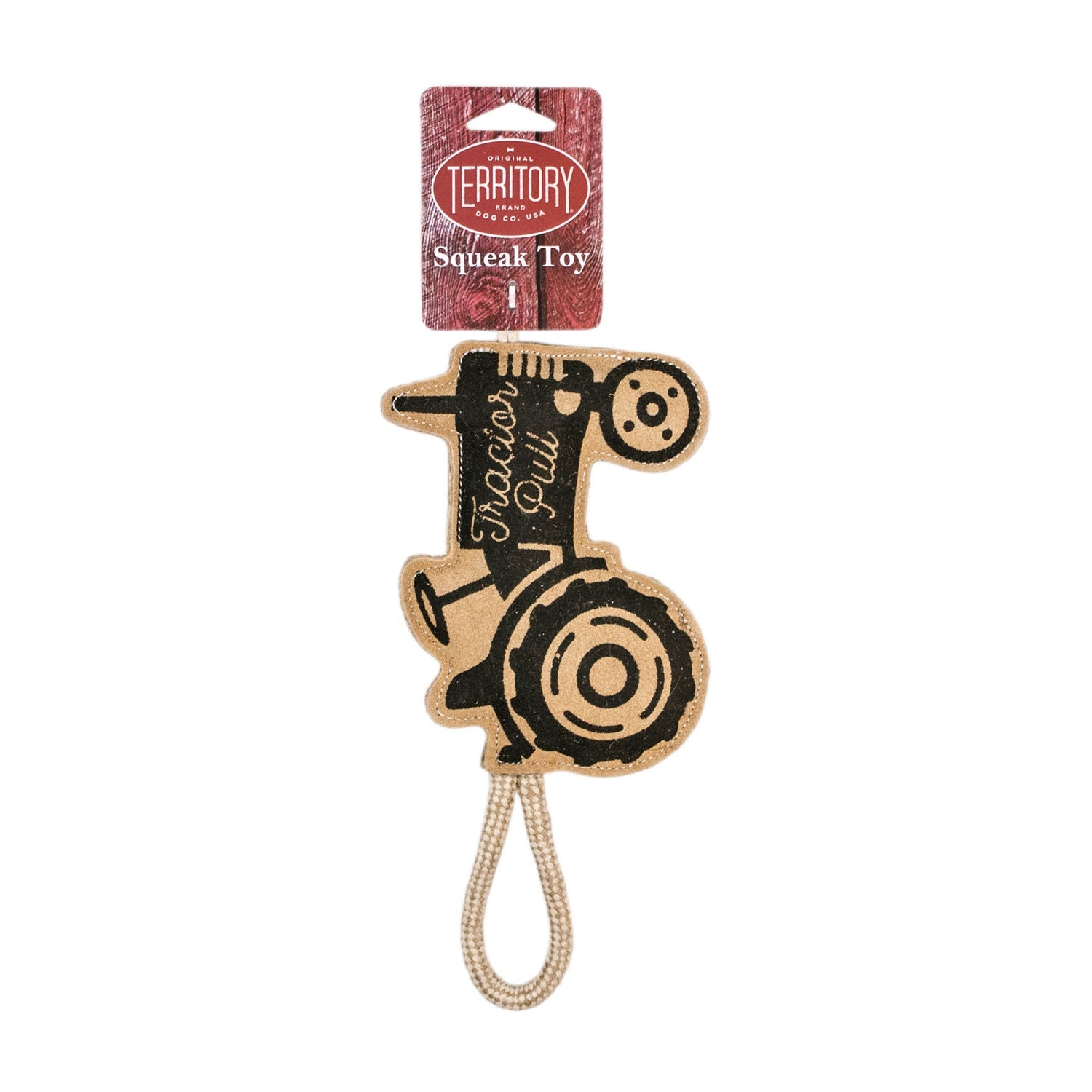Territory Natural Leather Tractor Pull & Tug Dog Toy With Squeaker
