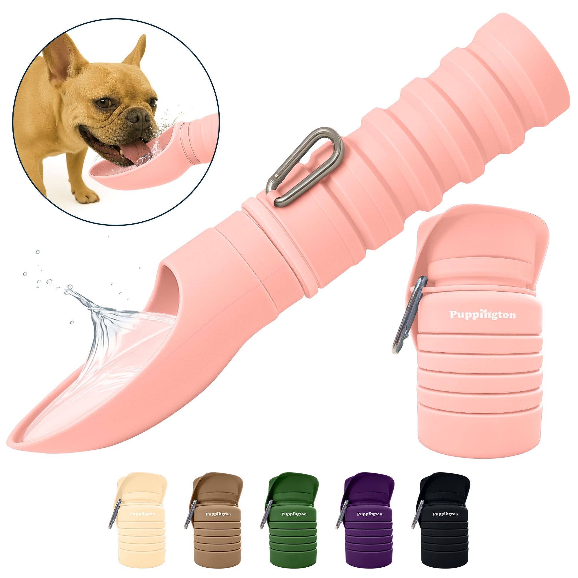 Puppington Collapsible Silicone Dog Water Bottle