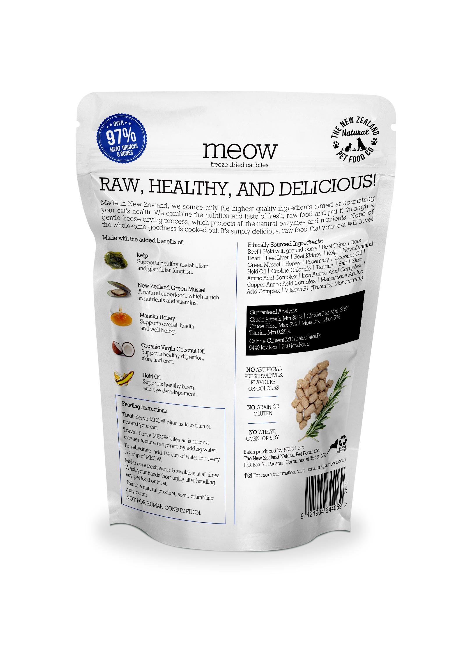 Meow Beef & Hoki Freeze Dried Cat Food
