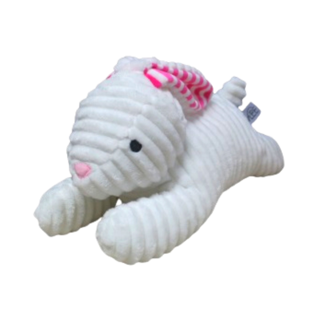 Midlee Stripe Ears White Easter Rabbit Dog Toy