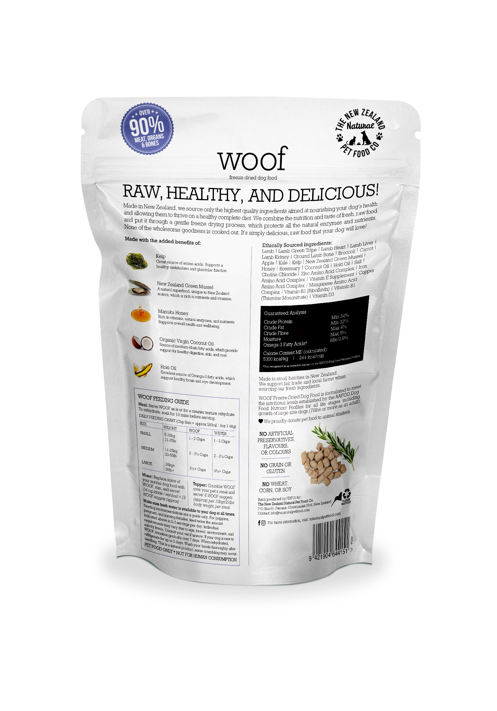 Woof Lamb Freeze Dried Dog Food 1.76oz | 9.9oz | 2.2lb