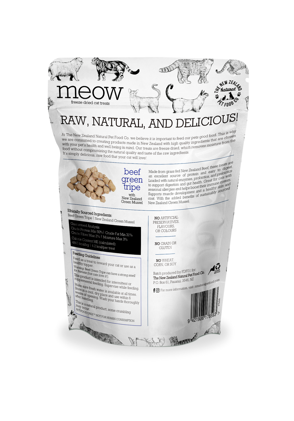 Meow Beef Green Tripe Treats 1.4oz