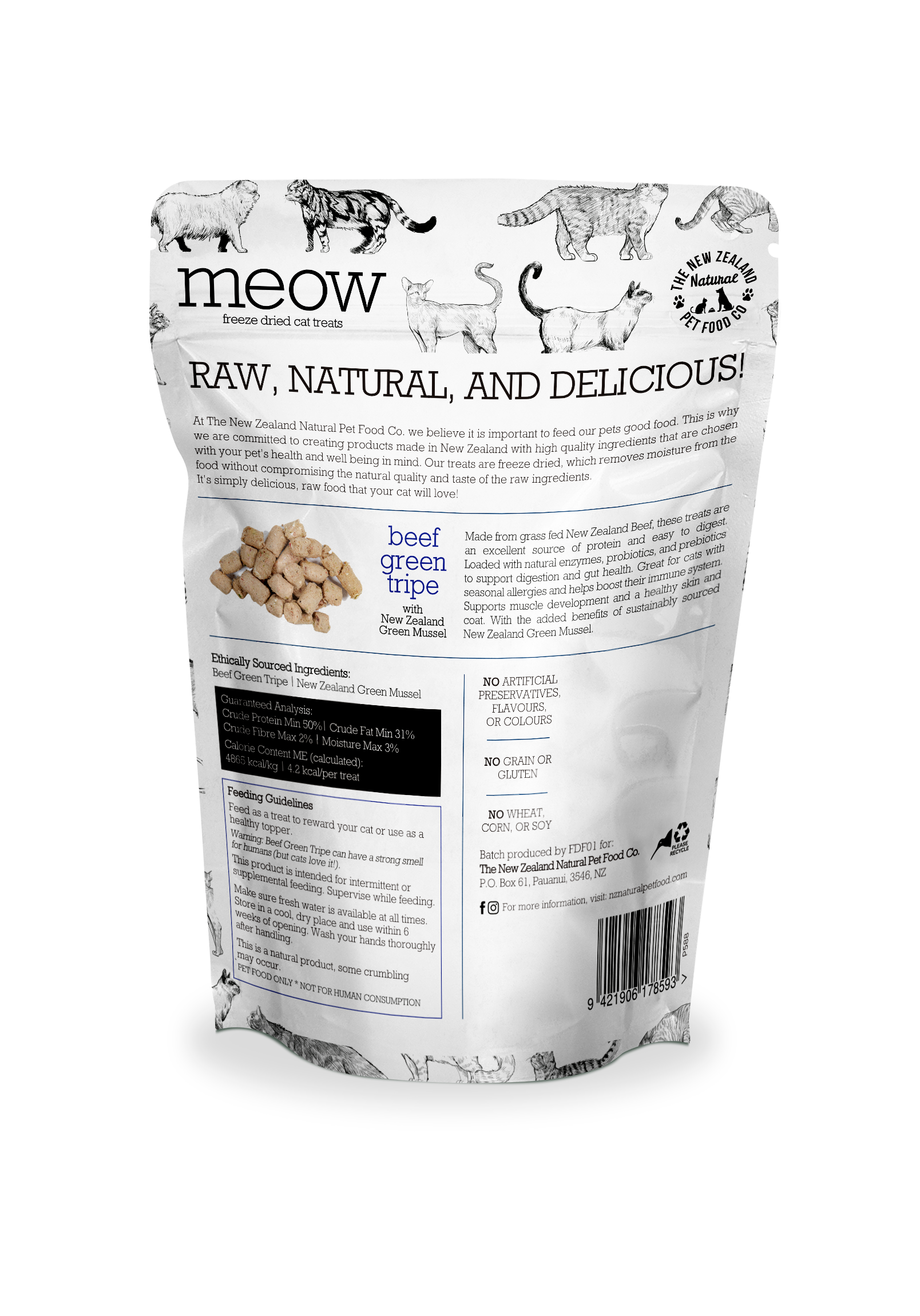 Meow Beef Green Tripe Treats 1.4oz