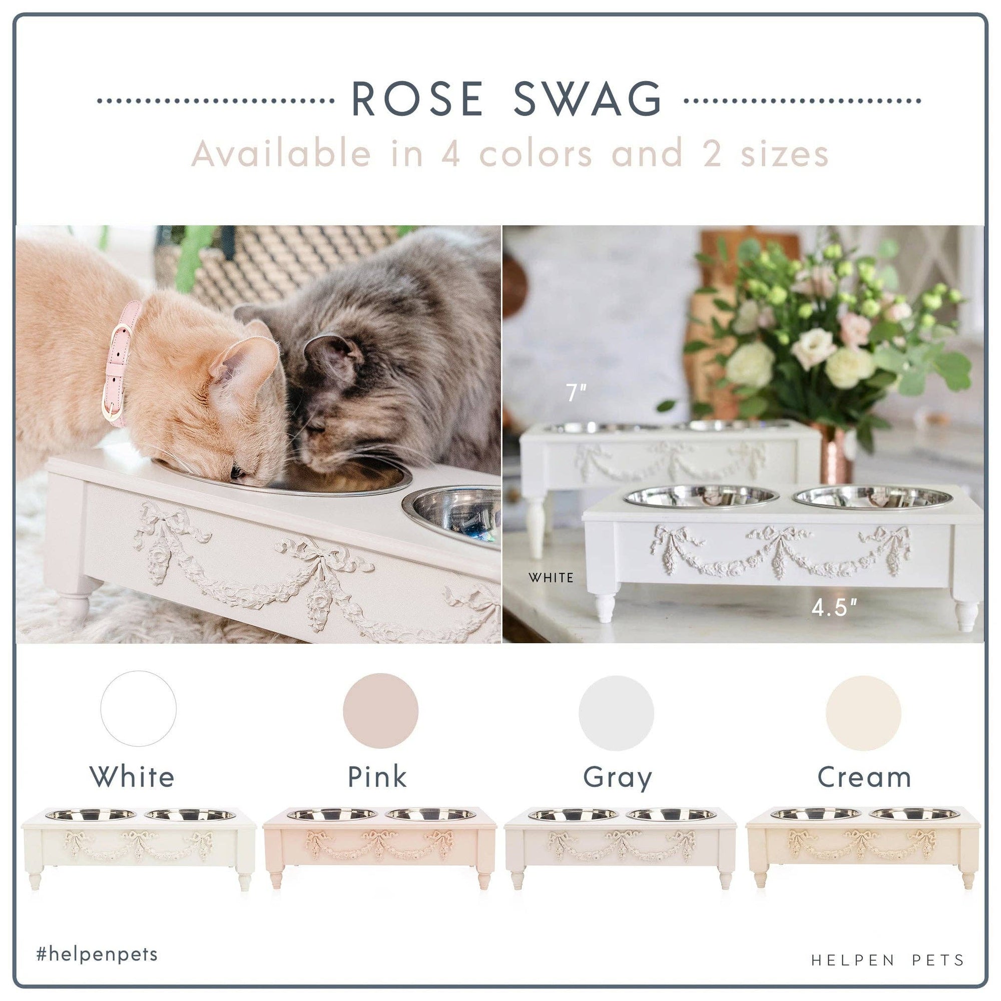 Rose Swag Elevated Pet Feeder