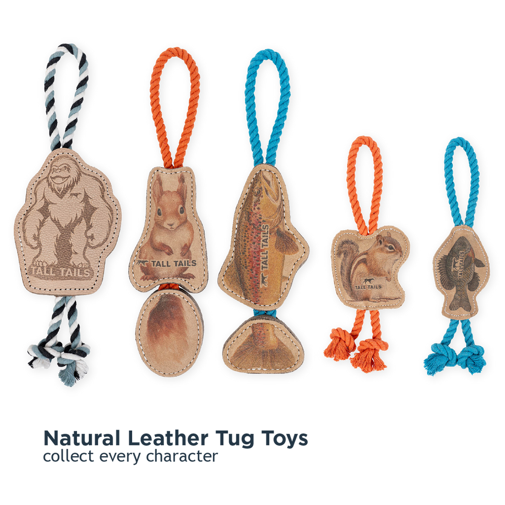 Natural Leather Jointed Trout Tug Dog Toy