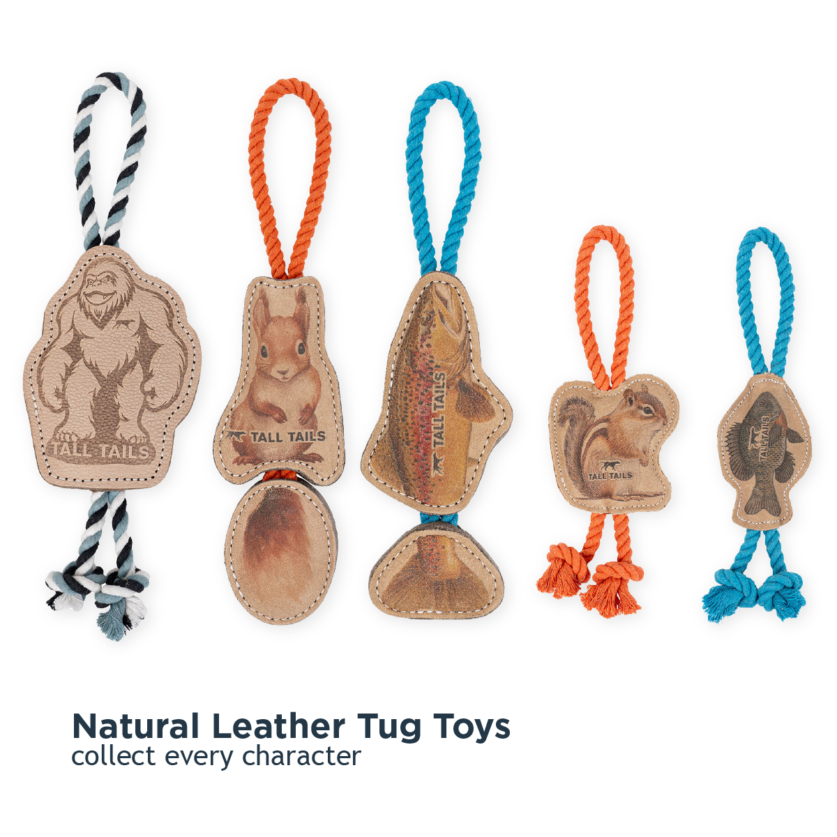 Natural Leather Jointed Trout Tug Dog Toy