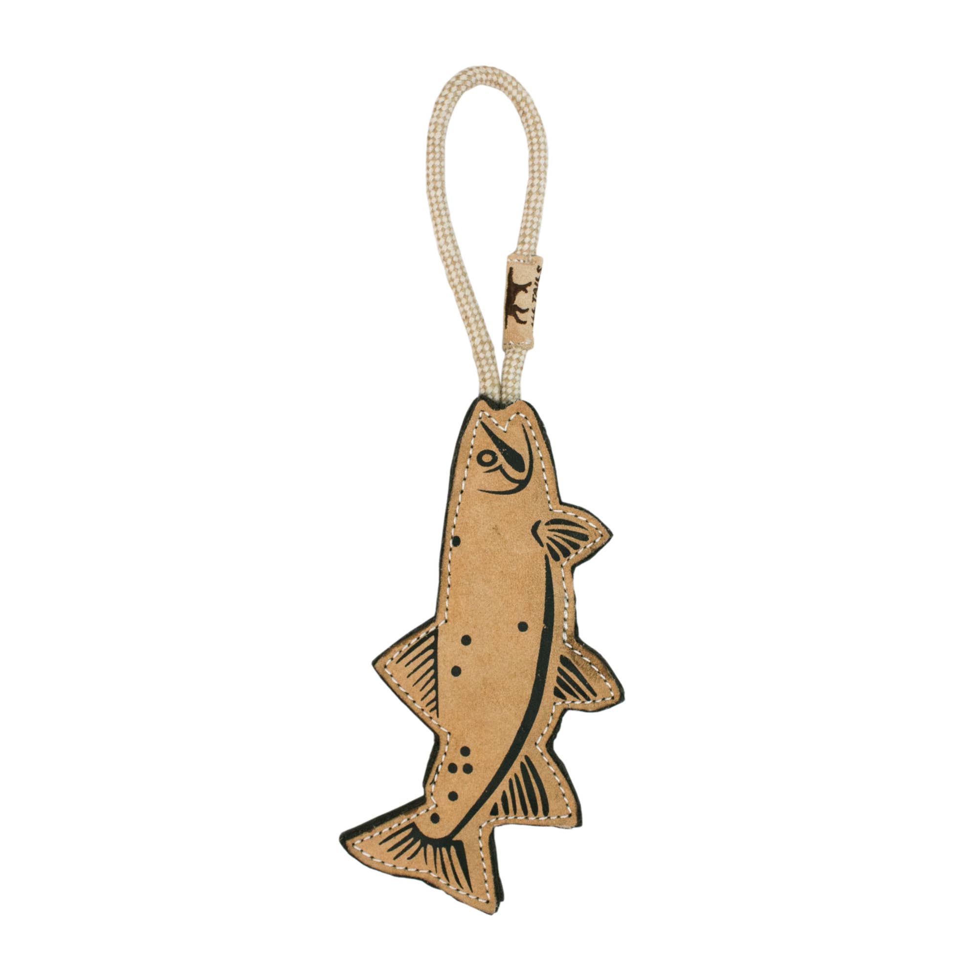 Tall Tails Natural Leather Trout Tug Dog Toy - 16"