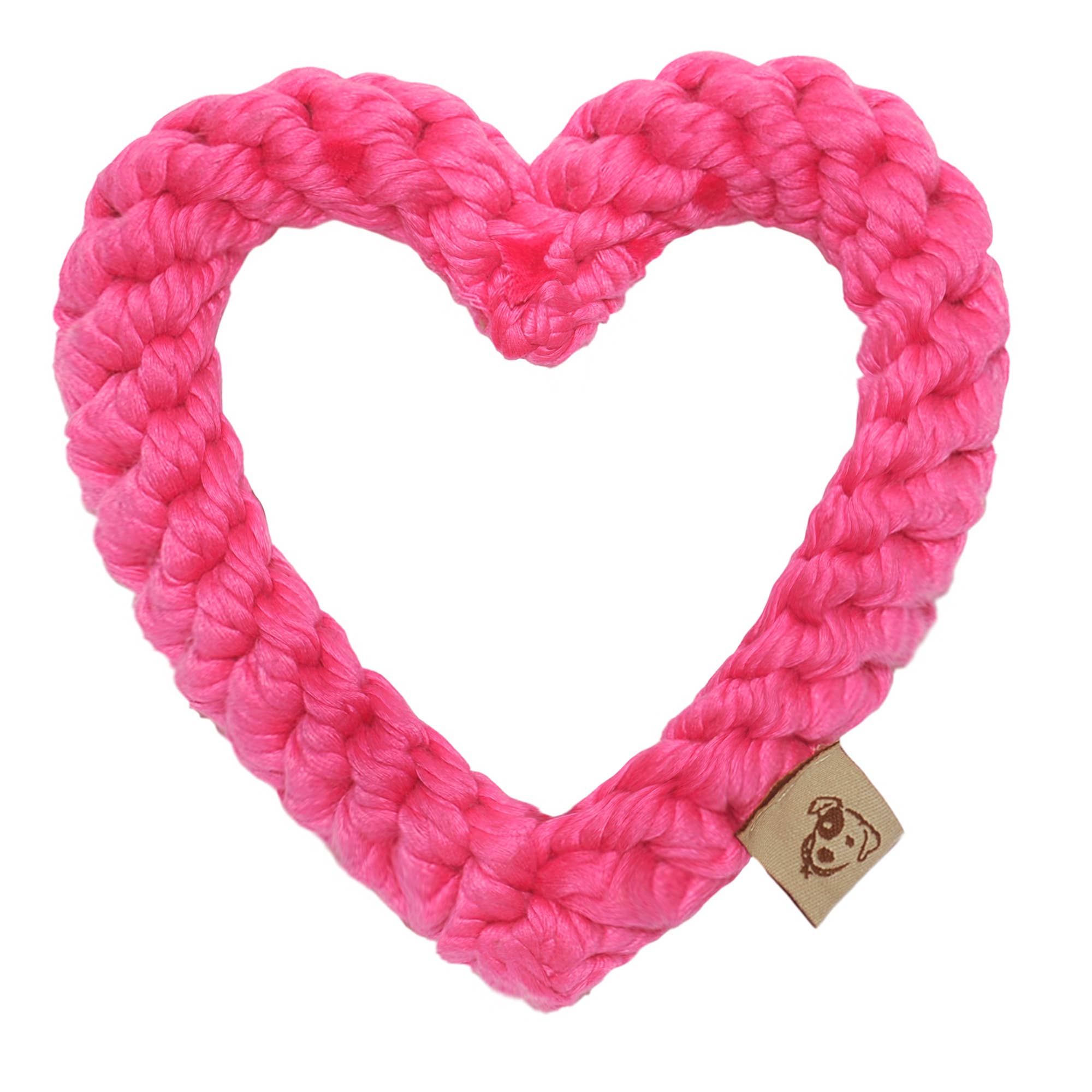 Pink Heart Rope Dog Toy 7"