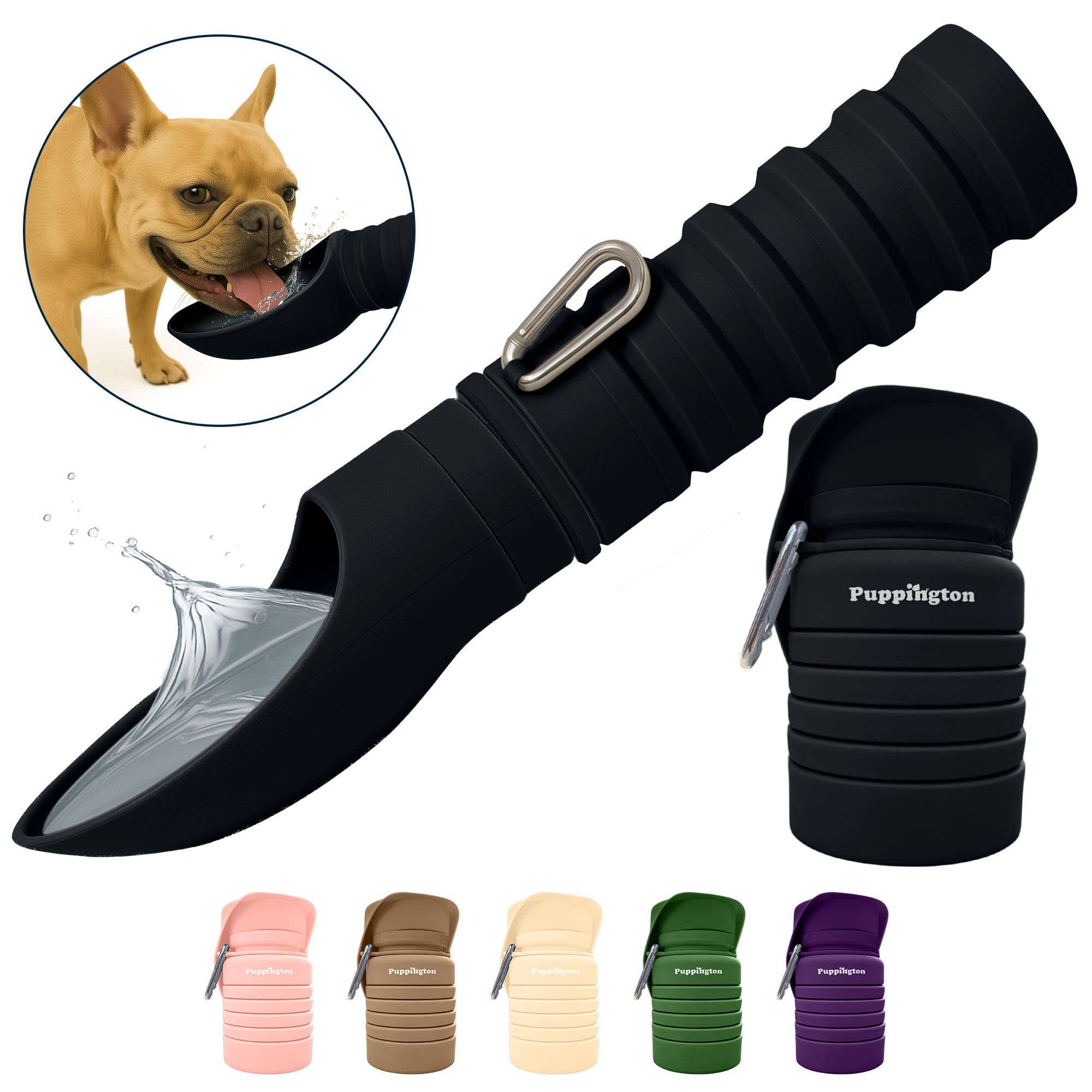 Puppington Collapsible Silicone Dog Water Bottle