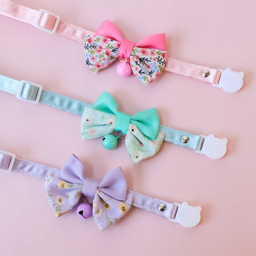 Mokka - Floral Double Bow Cat Collar – Soft, Adjustable, and Adorably Elegant
