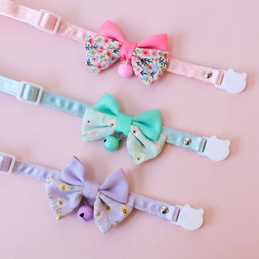 Mokka - Floral Double Bow Cat Collar – Soft, Adjustable, and Adorably Elegant
