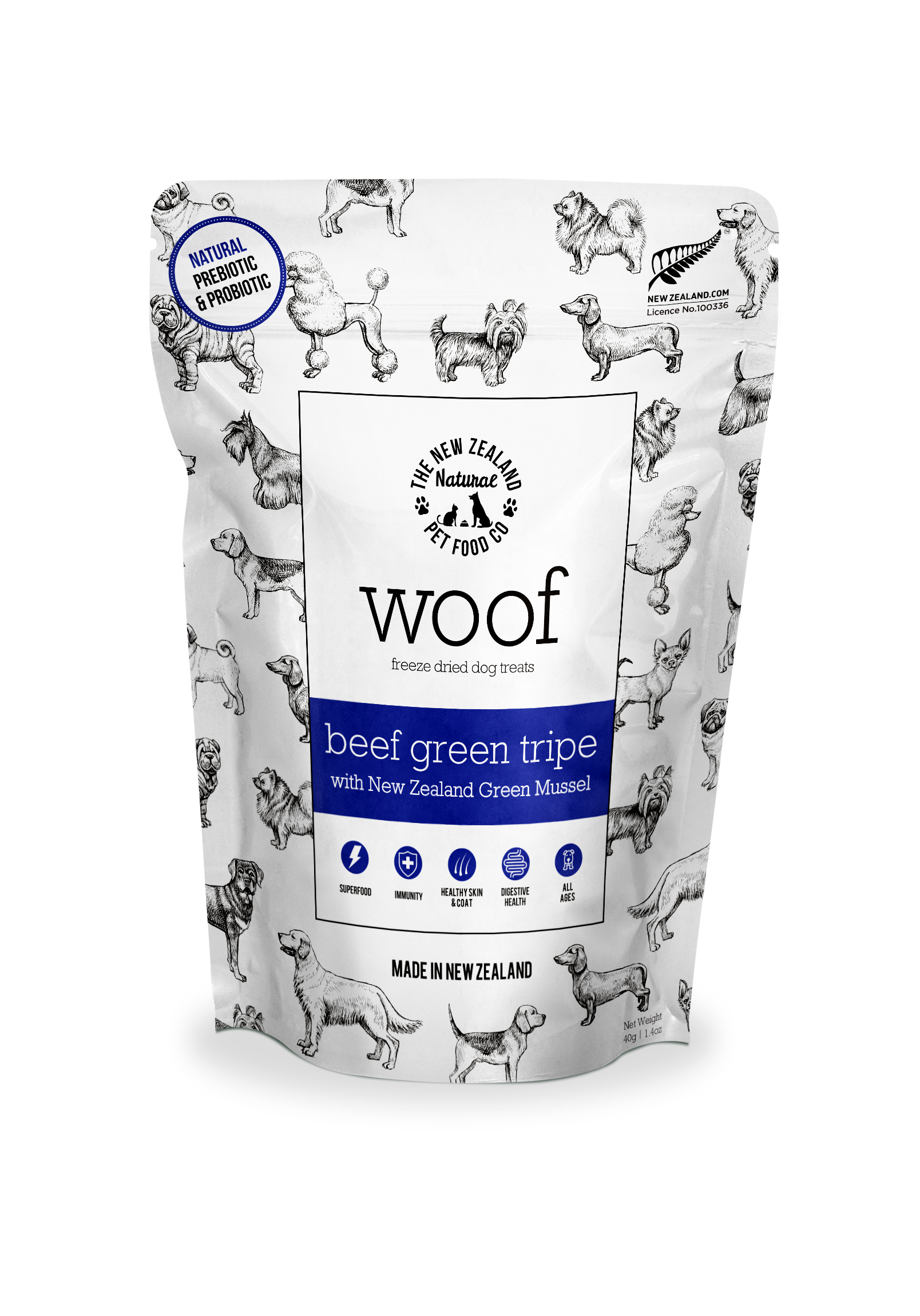 Woof Beef Green Tripe Treats 1.4oz