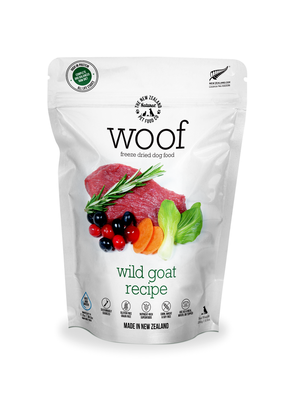 Woof Wild Goat Freeze Dried Dog Food ALL SIZES SHORT DATED