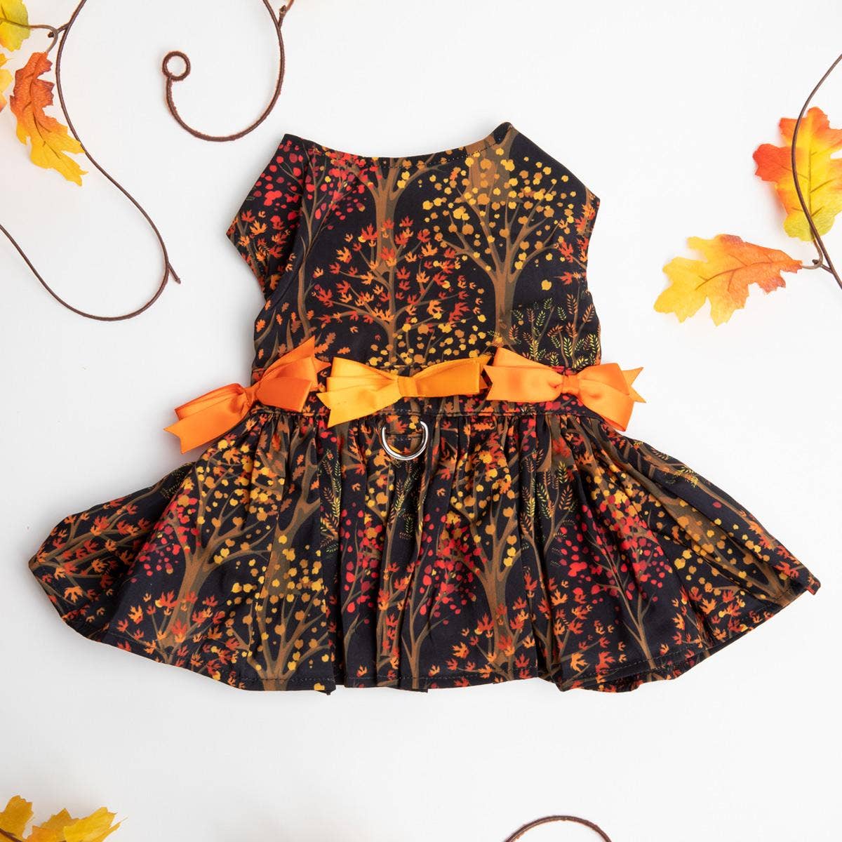 Fall Leaves Dog Harness Dress w/ Matching Leash