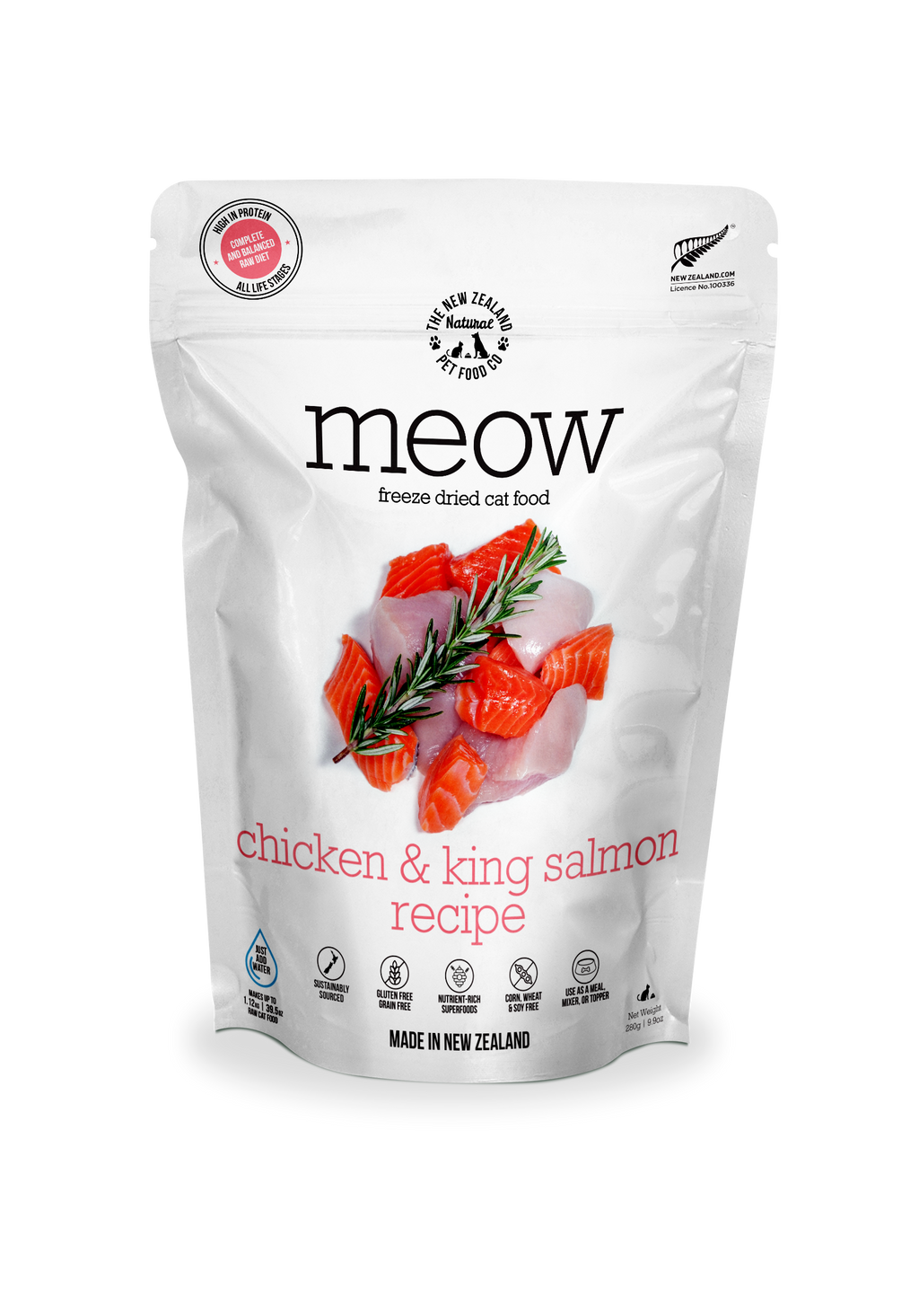 Meow Chicken & King Salmon Freeze Dried Cat Food 1.76oz